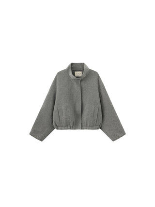 Cocoon Zip-Up Jacket with Raw Edge Cuffs