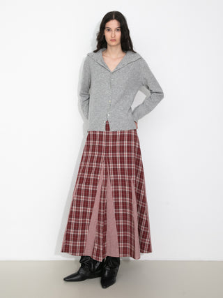 100% Cotton Patchwork Check A-Line Maxi Skirt