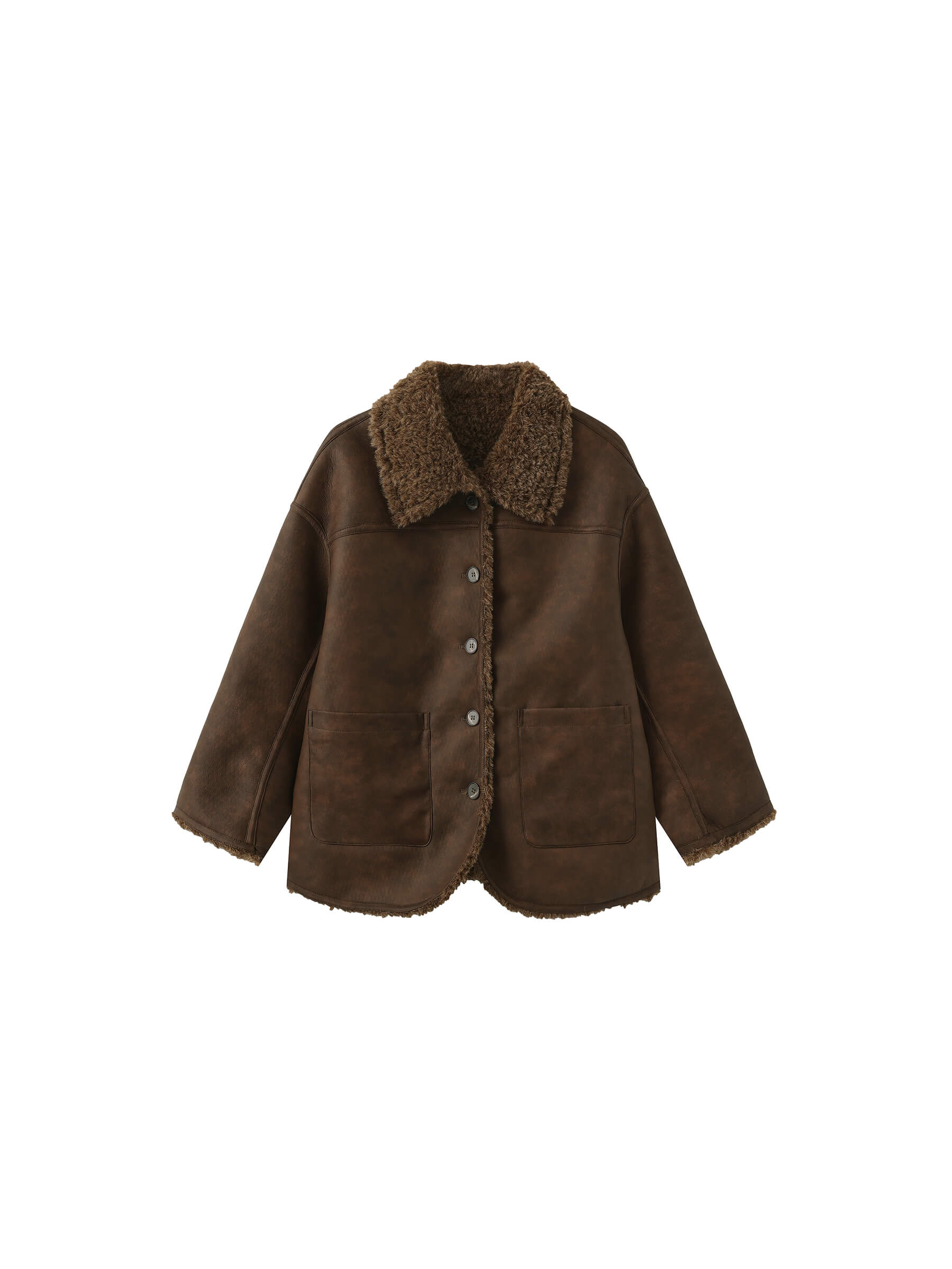 Brown Mid-length Boxy Coat-8