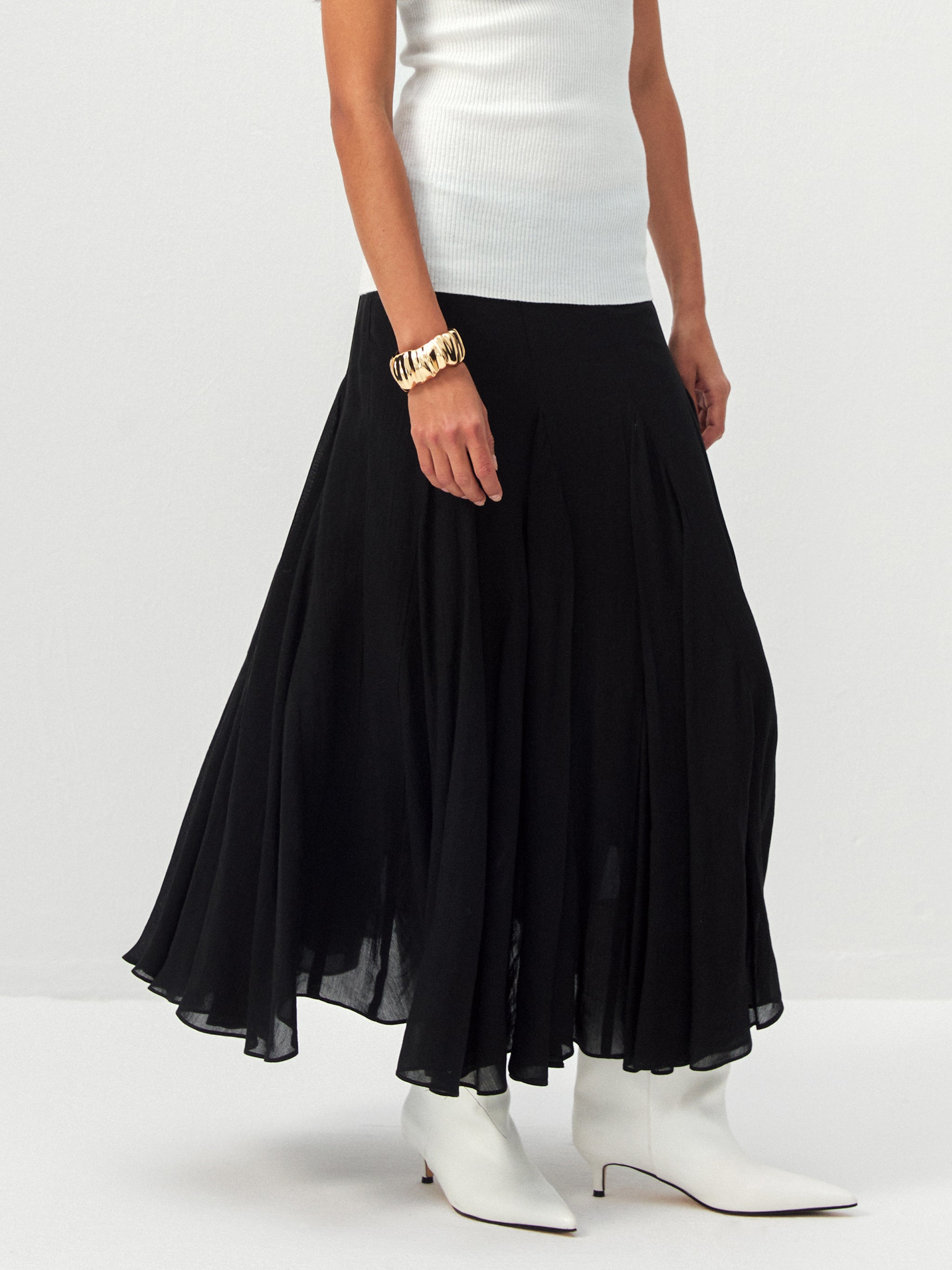 CUBIC Lyocell Flowy Midi Skirt-7