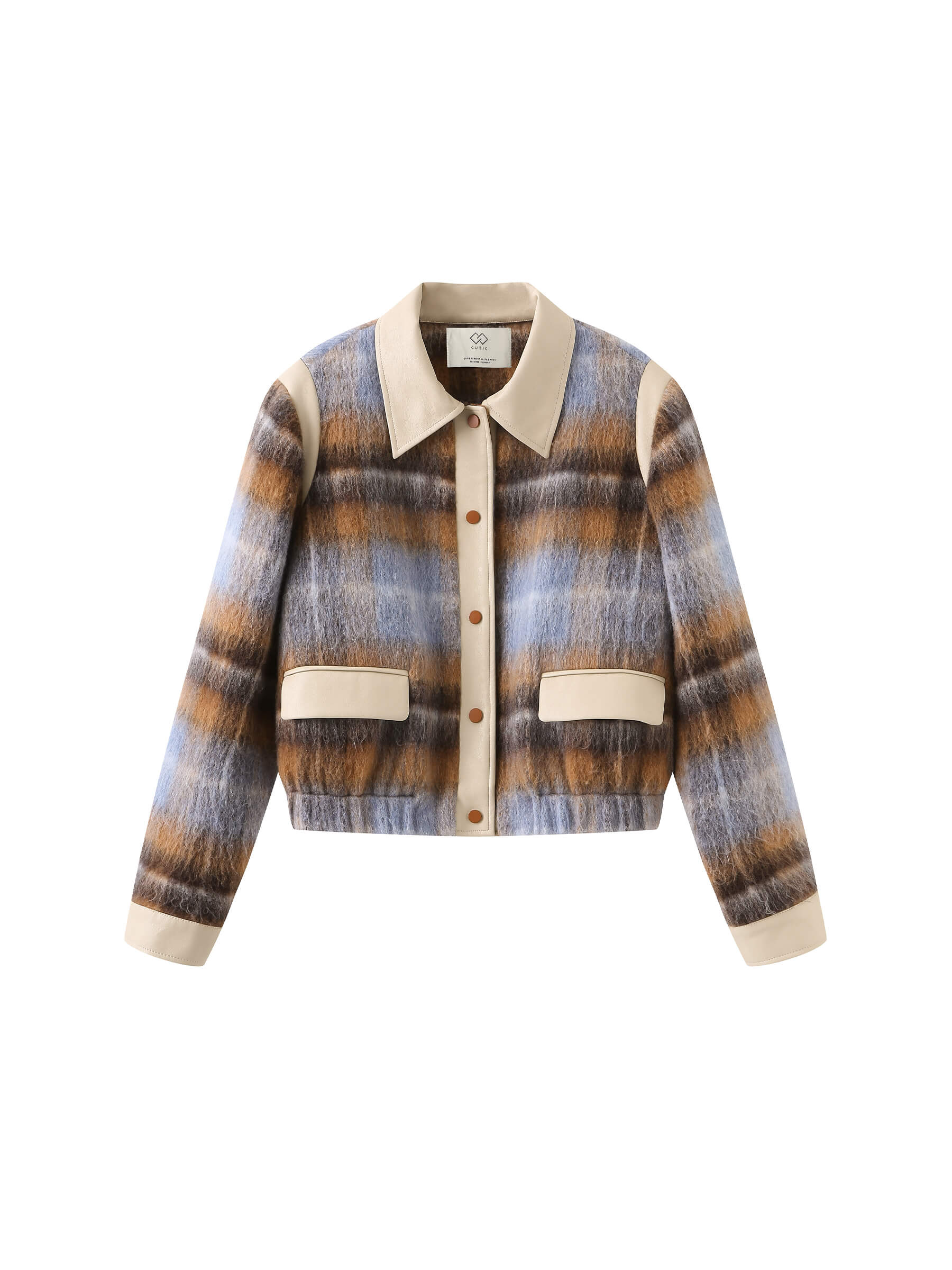 Wool Tartan and Faux Leather Jacket-7