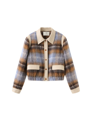 Wool Tartan and Faux Leather Jacket