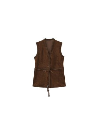 Faux Suede Panelled Vest Top