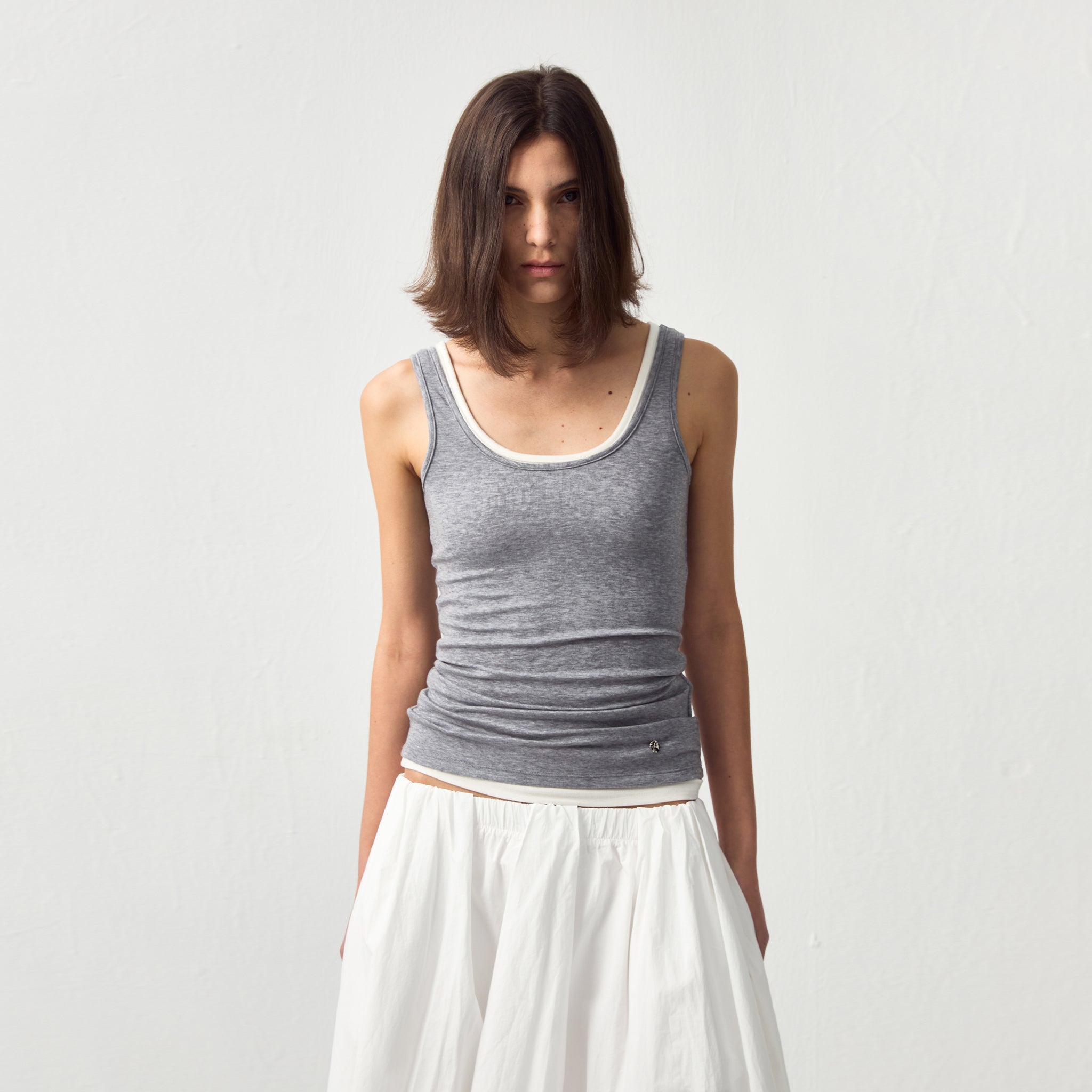 CUBIC Lyocell Wool Blend U-Neck Fitted Tank-7