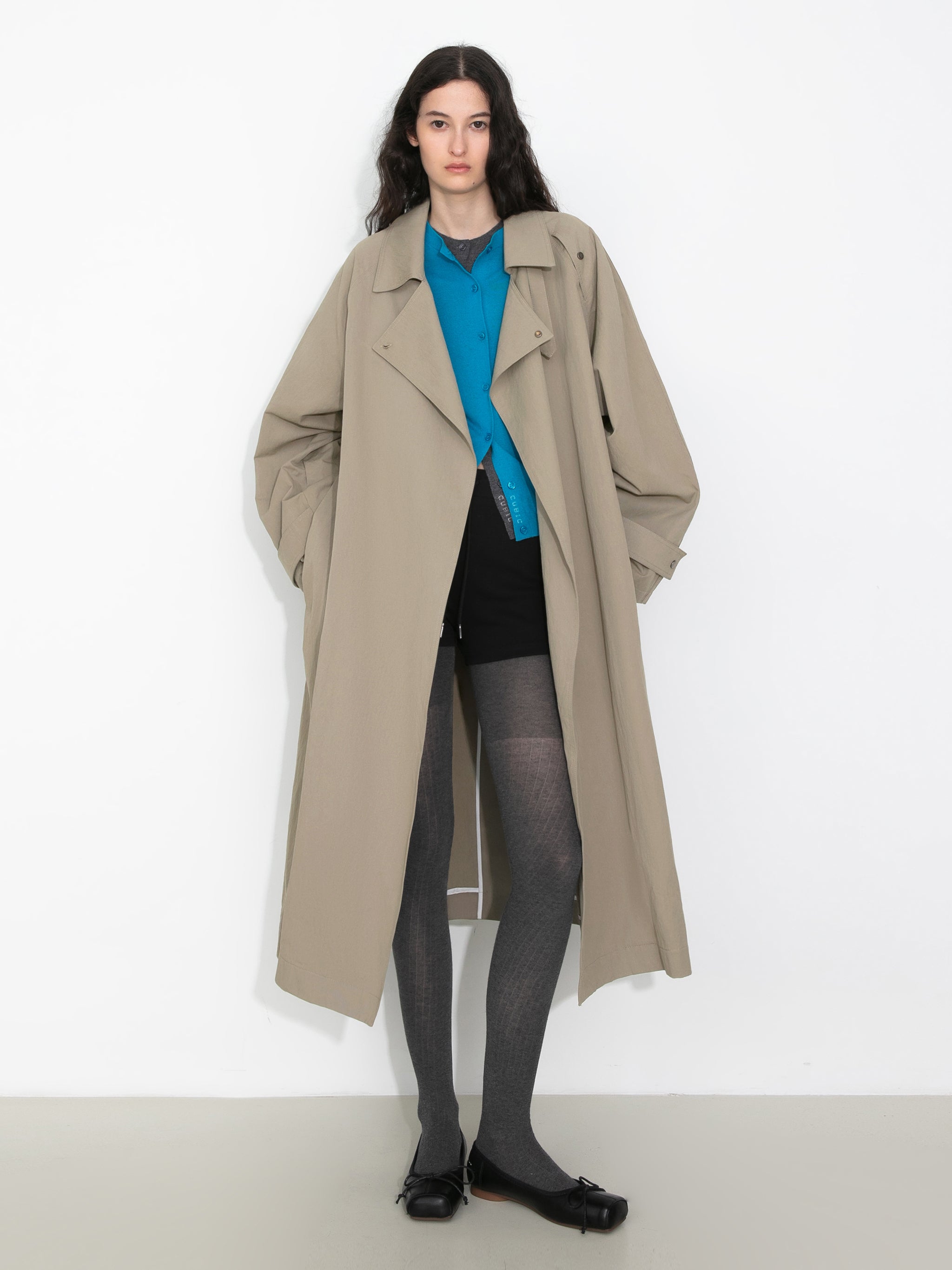 Oversized Large Lapel Long Trench Coat-7