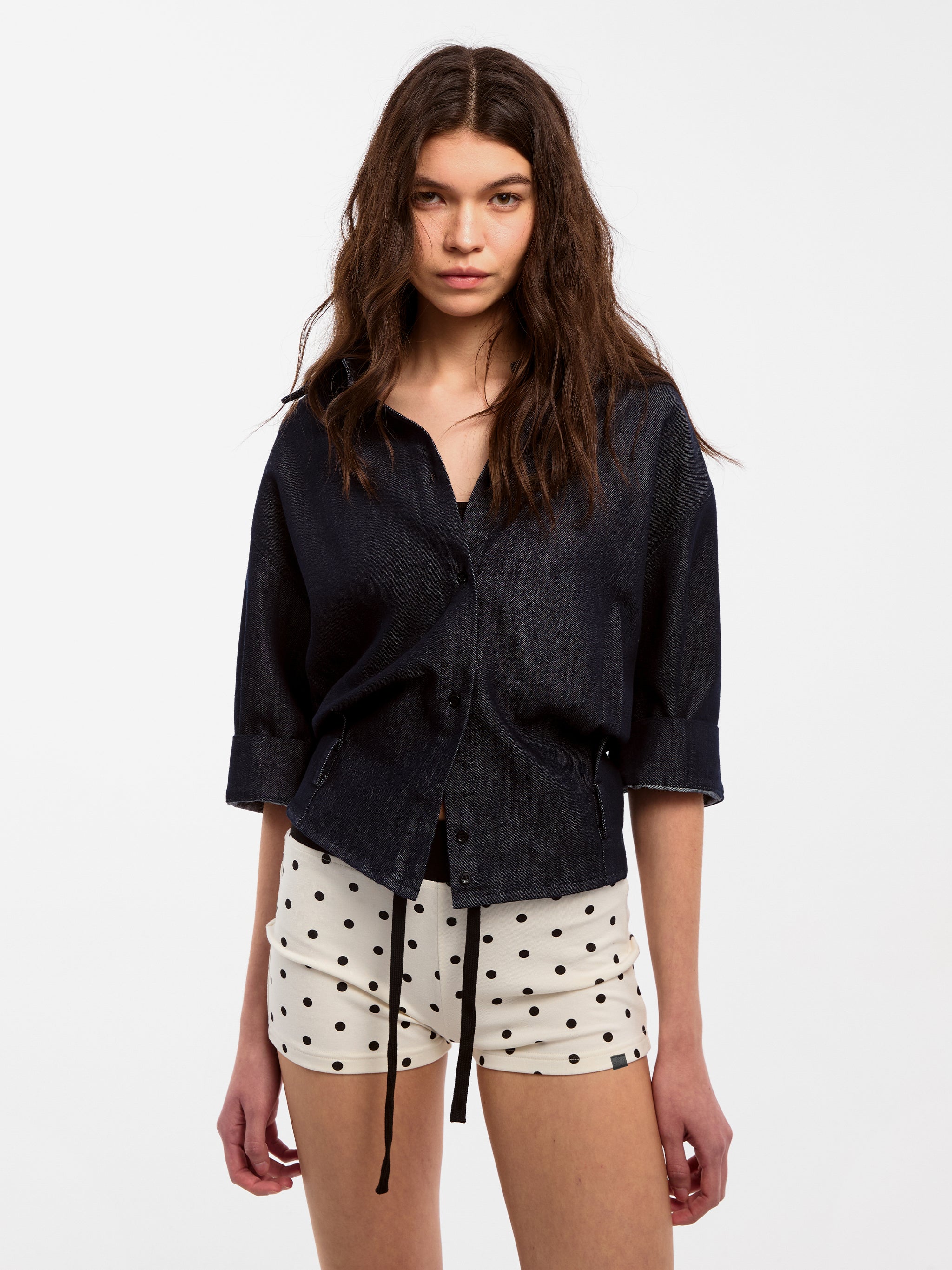 CUBIC Waist-Cinching Cropped Shirt-8