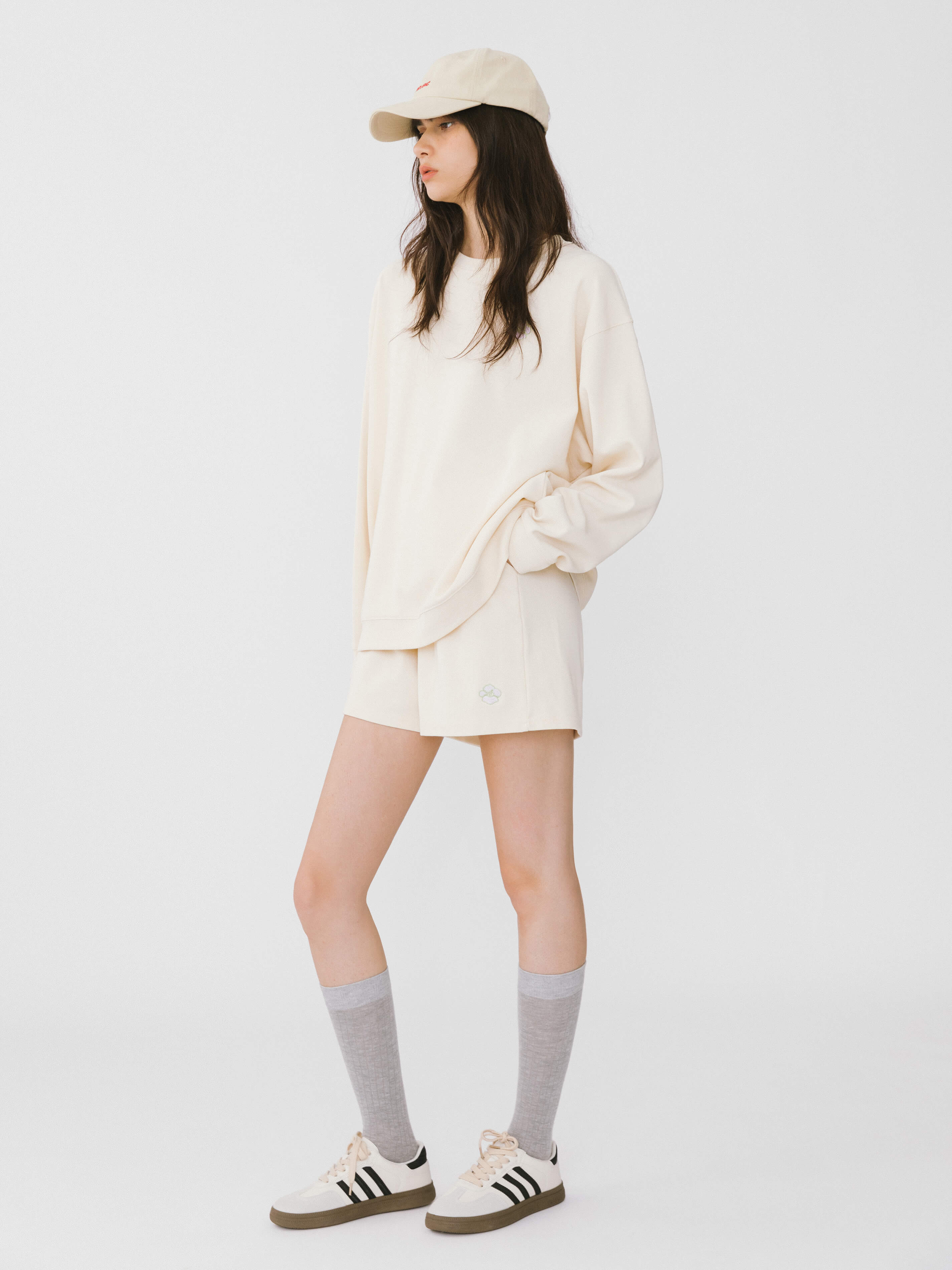 Oversized Long Sleeve T-Shirt and Matching Shorts-7
