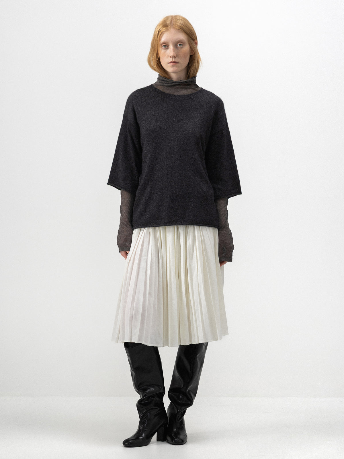 CUBIC Relaxed Striped Fluffy Knit Top-7