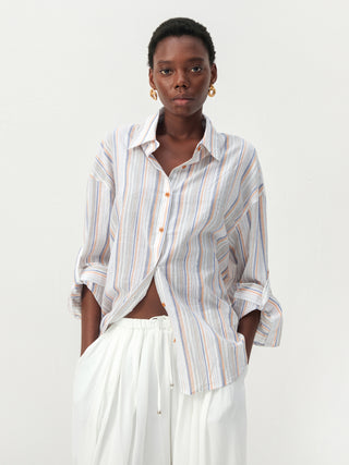 CUBIC Cotton-Blend Striped Oversized Shirt