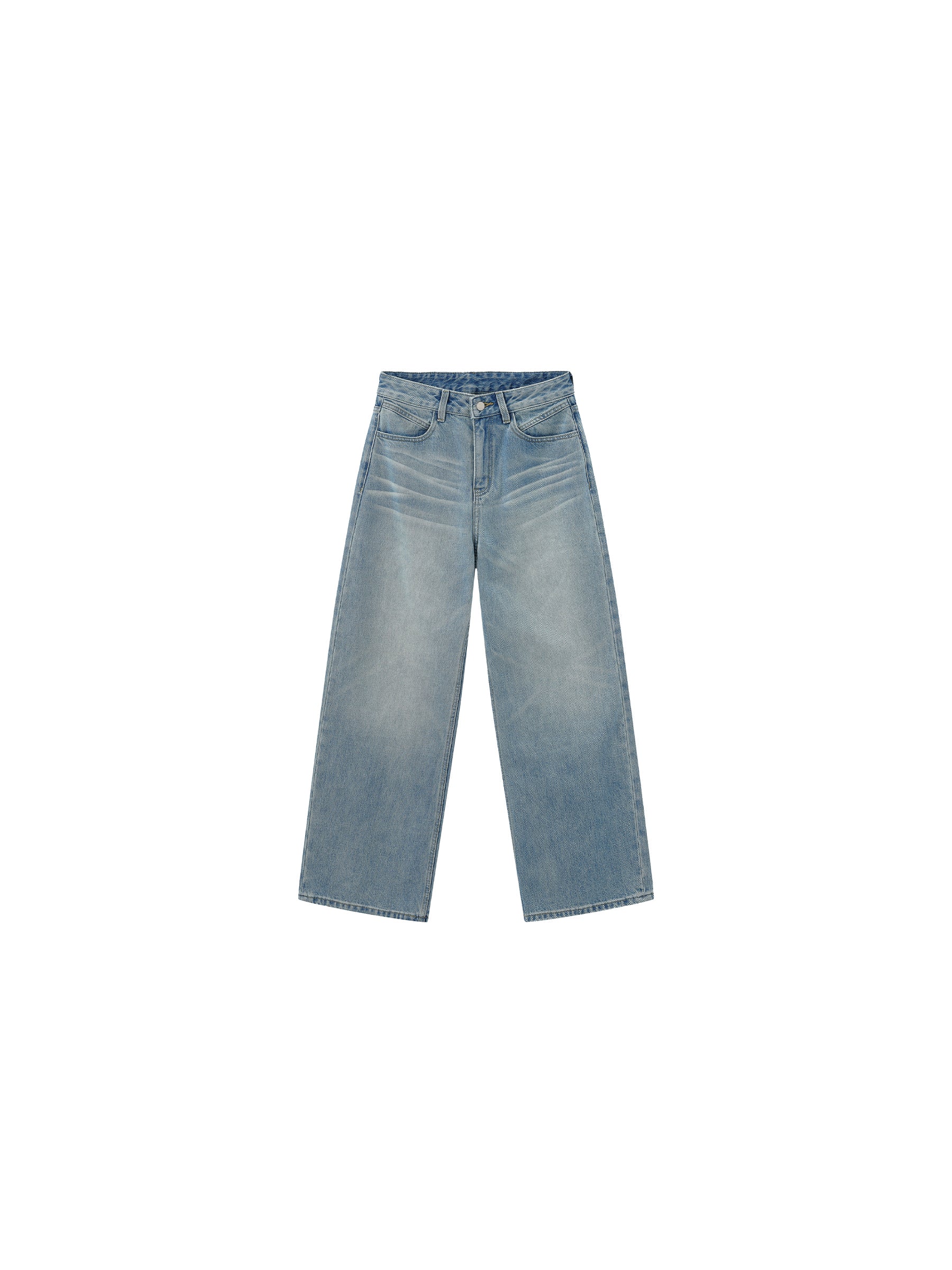 High-Waist Wide-Leg Washed Denim Jeans-7