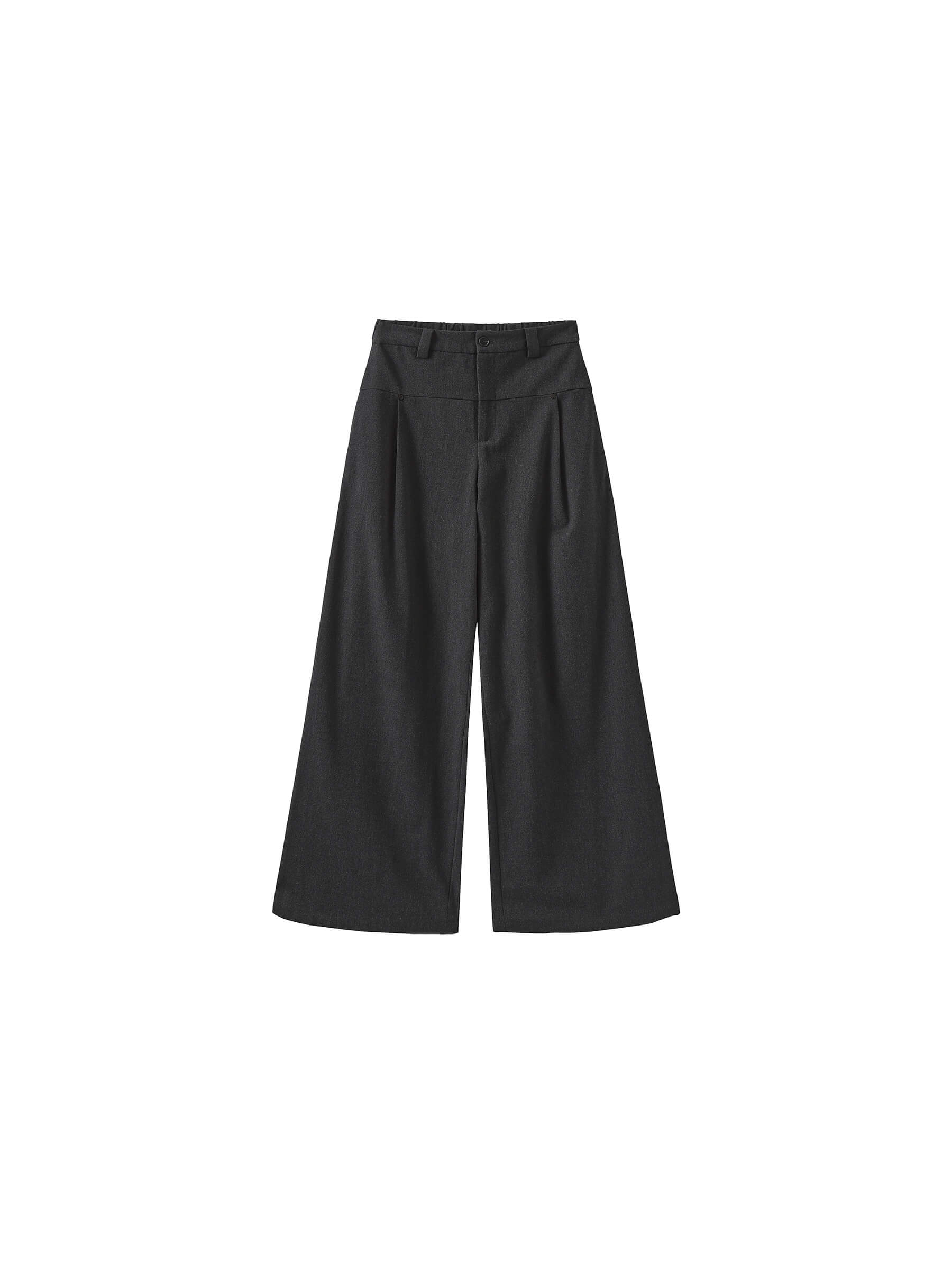 Black Slim Wide Leg Trousers-8