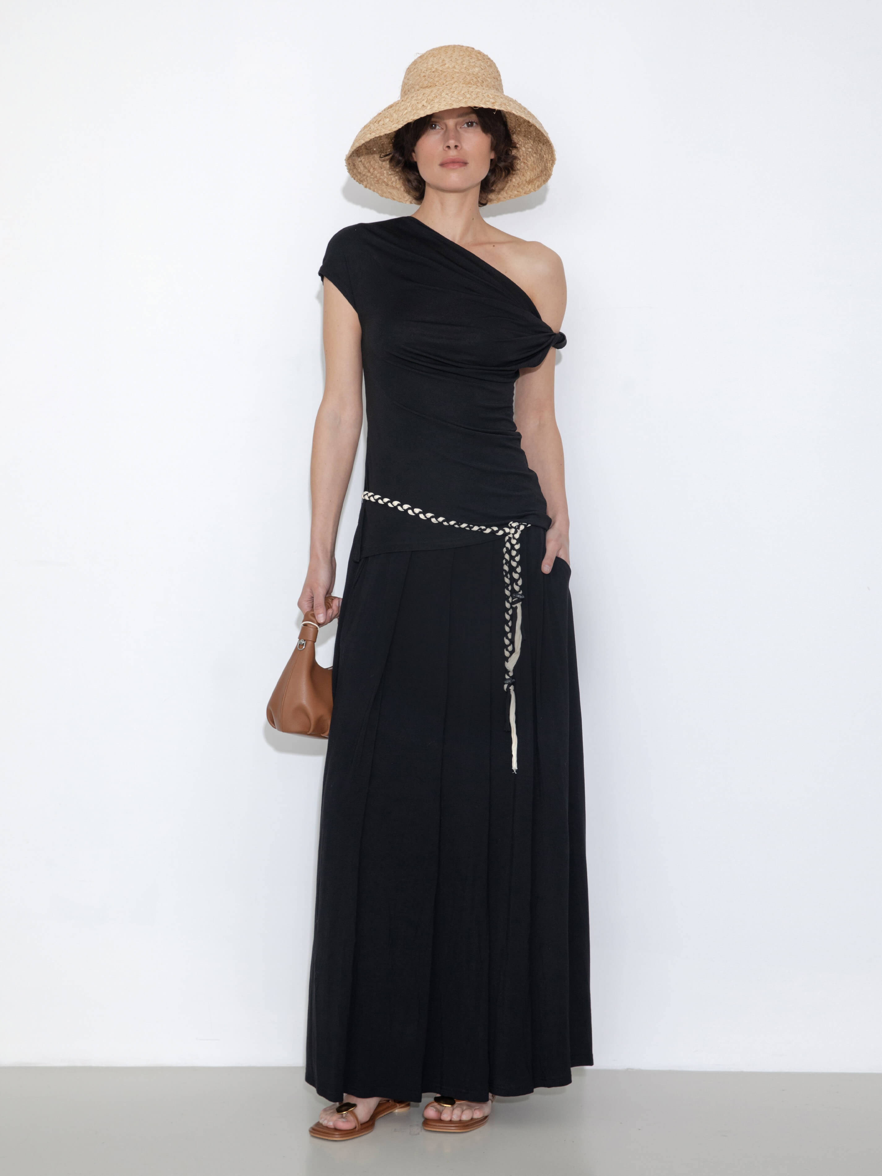 Pleated Hand-Braided High-Stretch Maxi Skirt-8