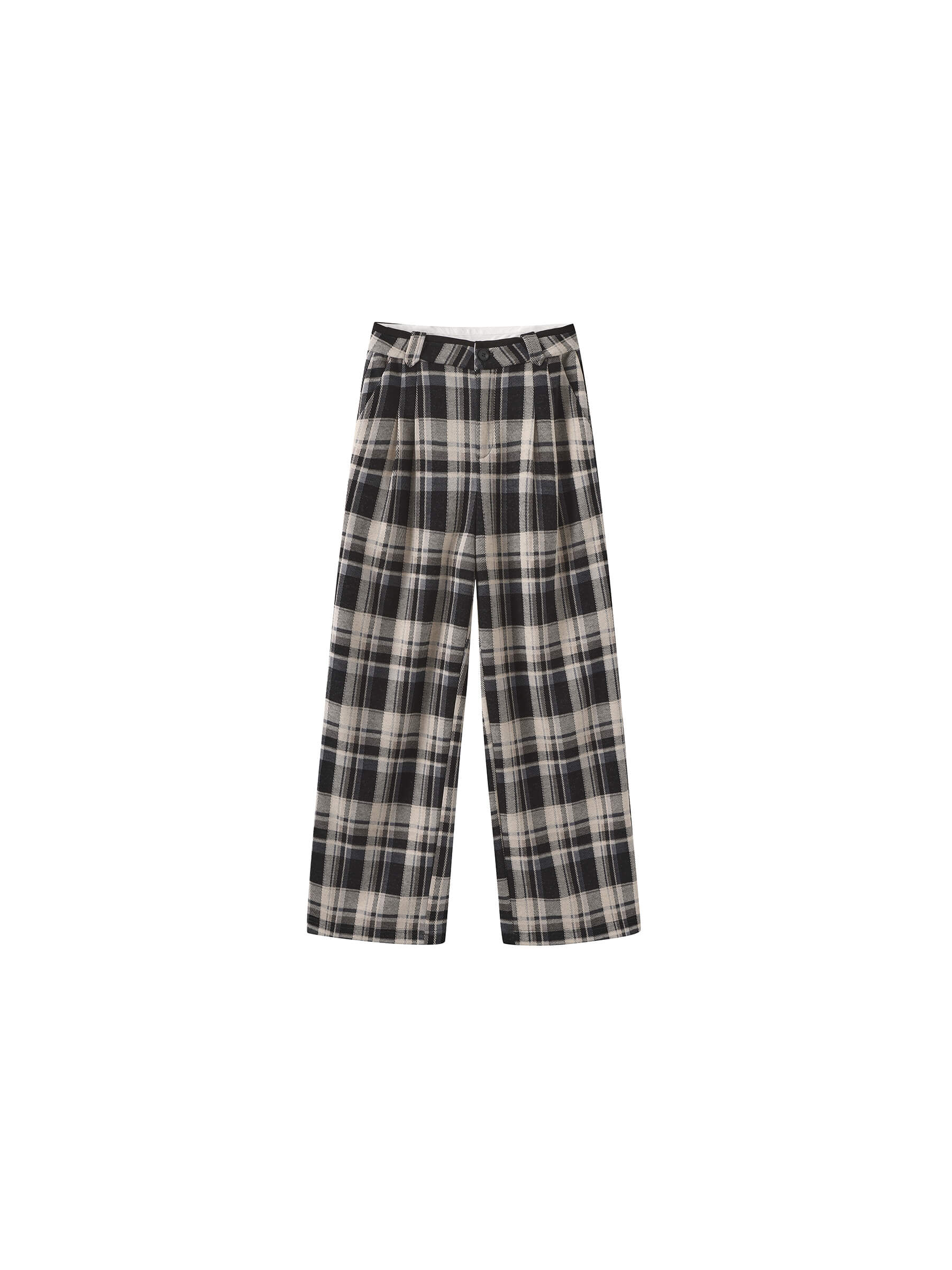 Black Checked Straight Trousers-8