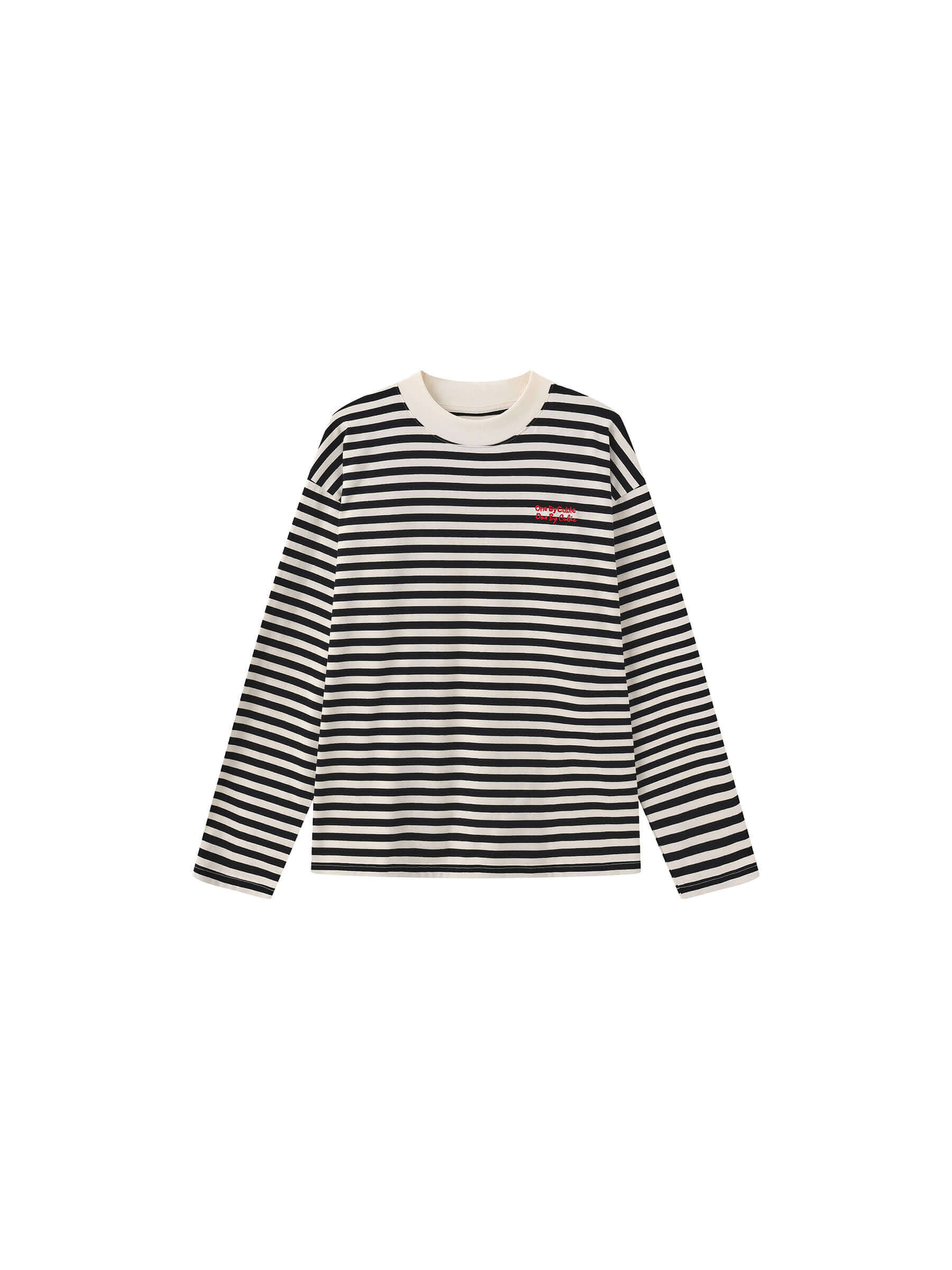 ONE BY CUBIC Stripped Mock Neck 100% Cotton Knitted Jumper-8