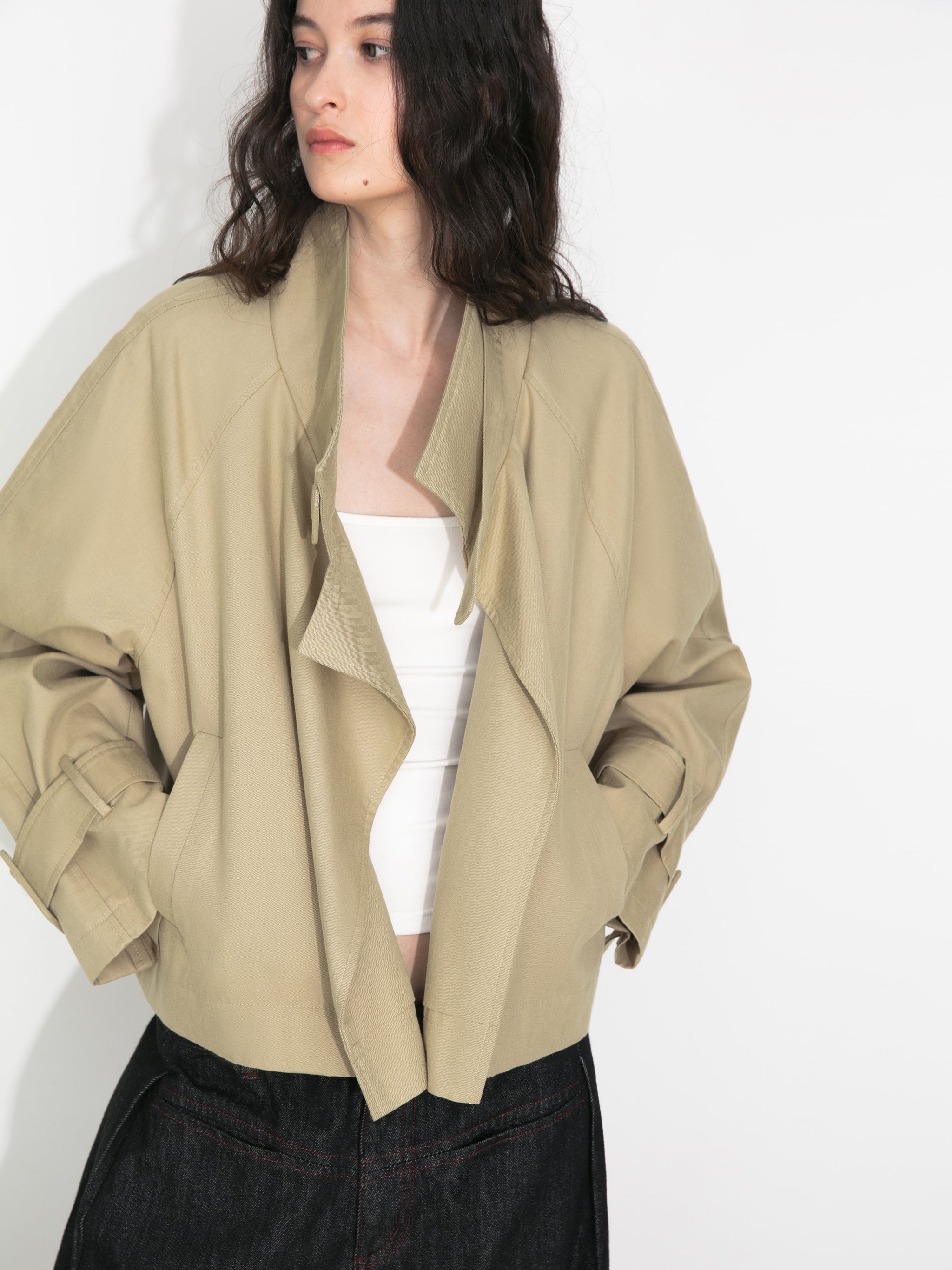 Overlay Cropped Trench Coat-7