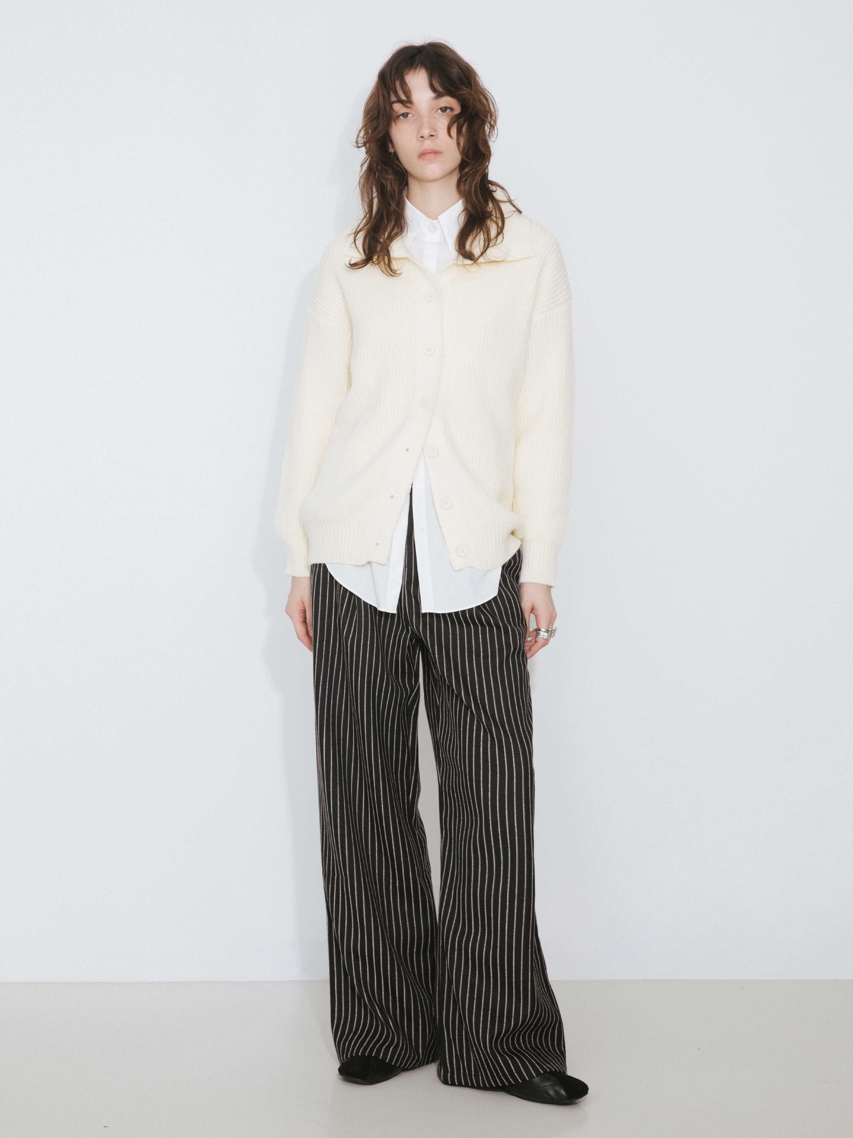 High Neck Boxy Knit Cardigan-7