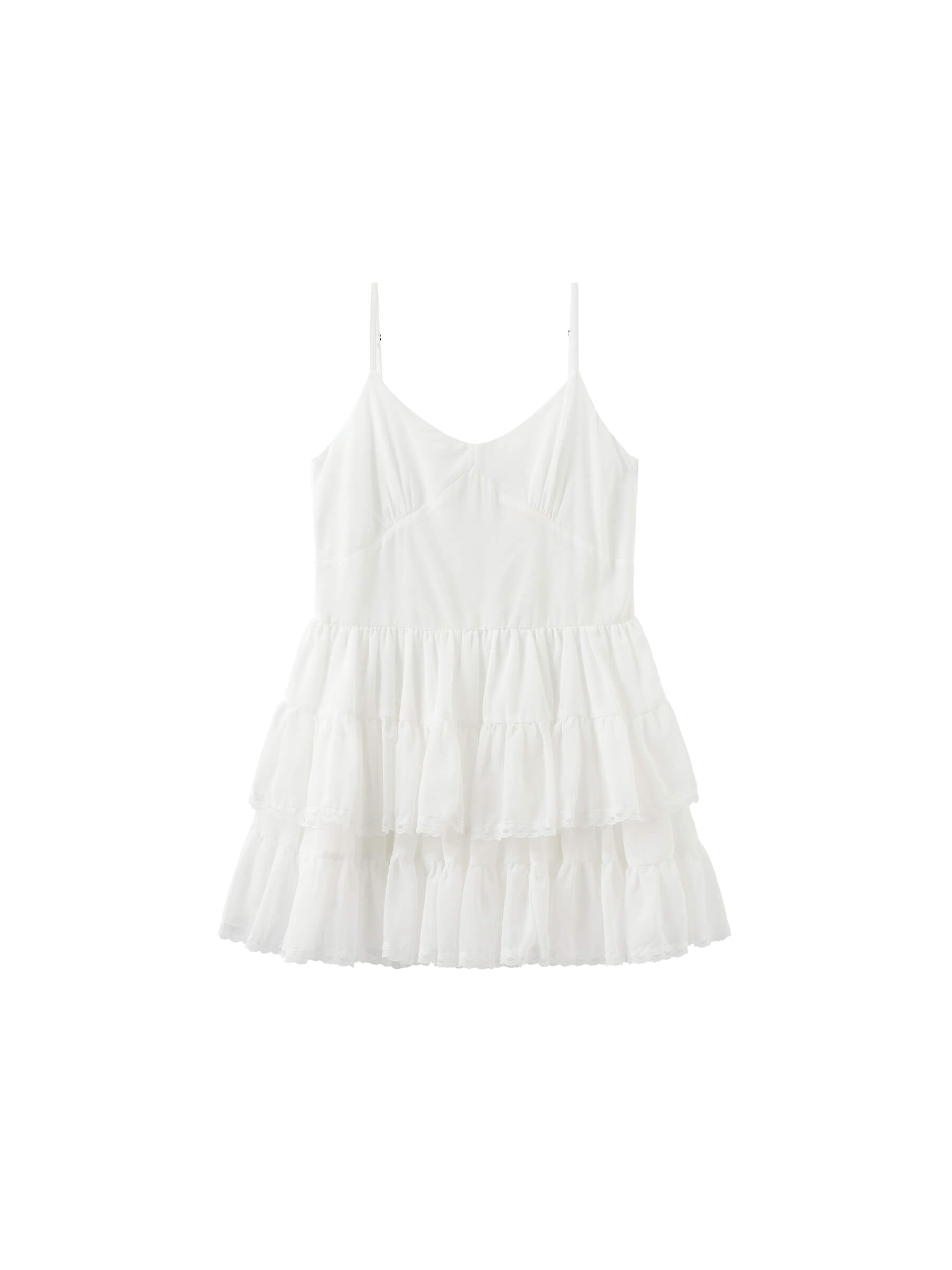 White Lace Tiered Short Dress-8
