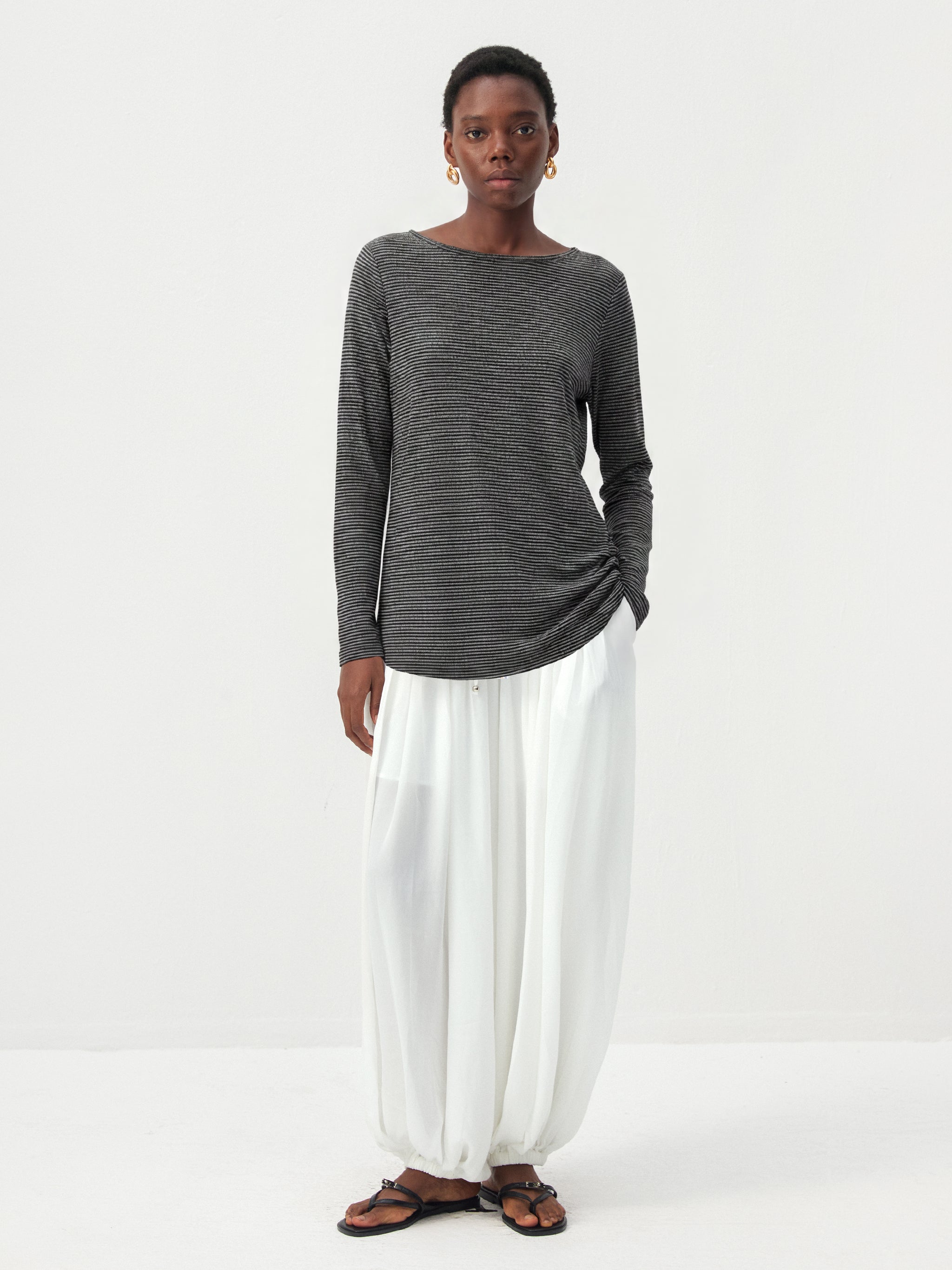 CUBIC Lyocell-Blend Boat Neck Long Sleeve Top-7