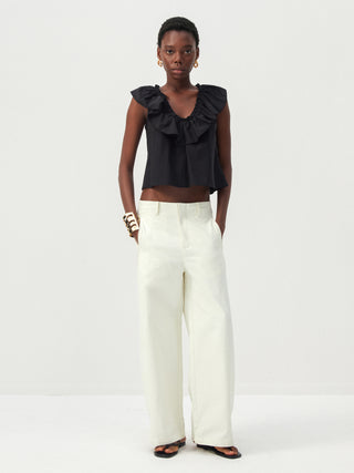 CUBIC Ruffle V-Neck Sleeveless Blouse