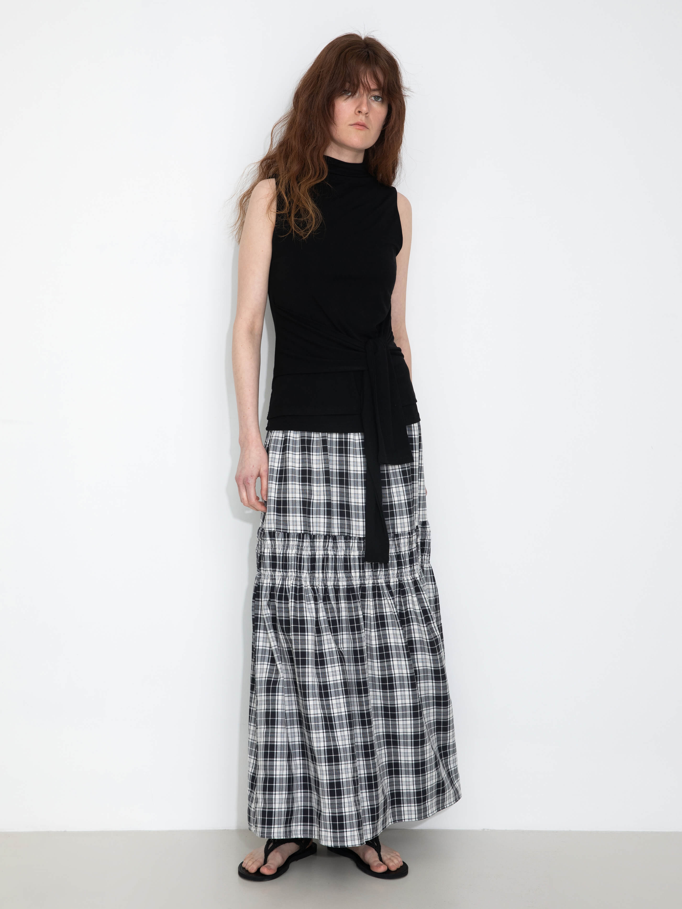 Tie-Detail Sleeveless Mock Neck Top-8