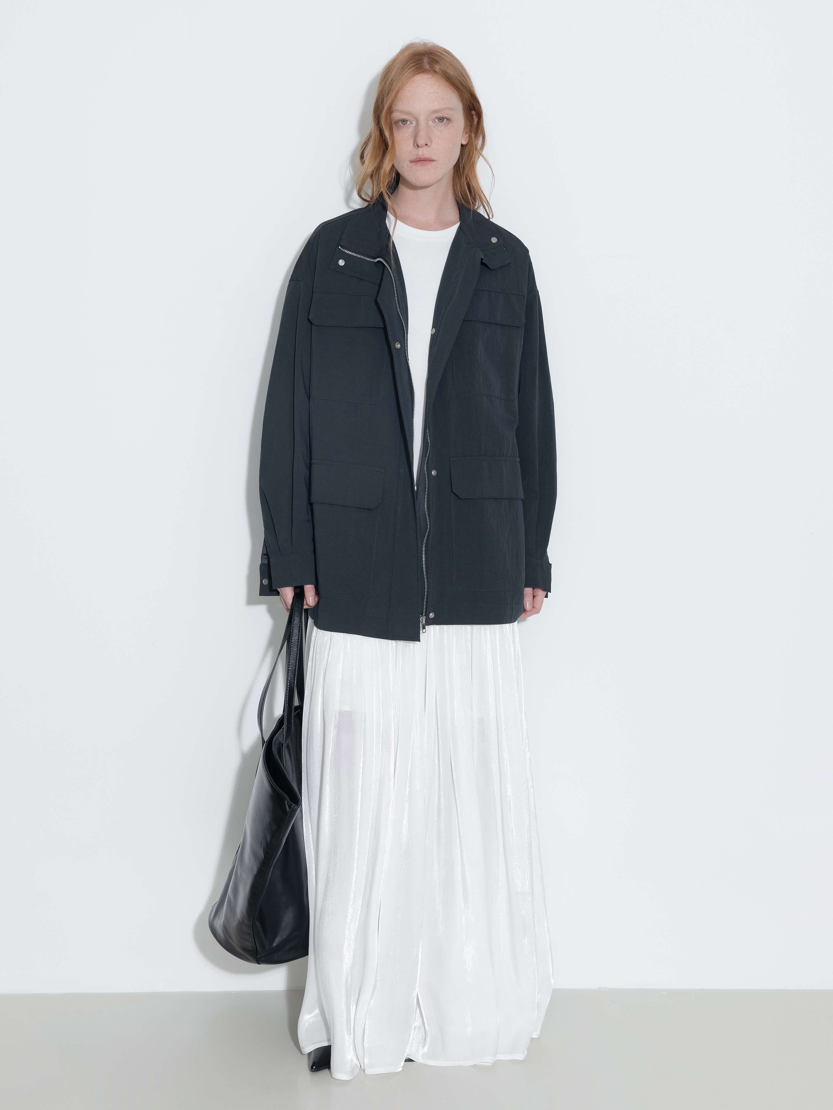 Oversized Funnel Neck Cropped Cargo Jacket-7