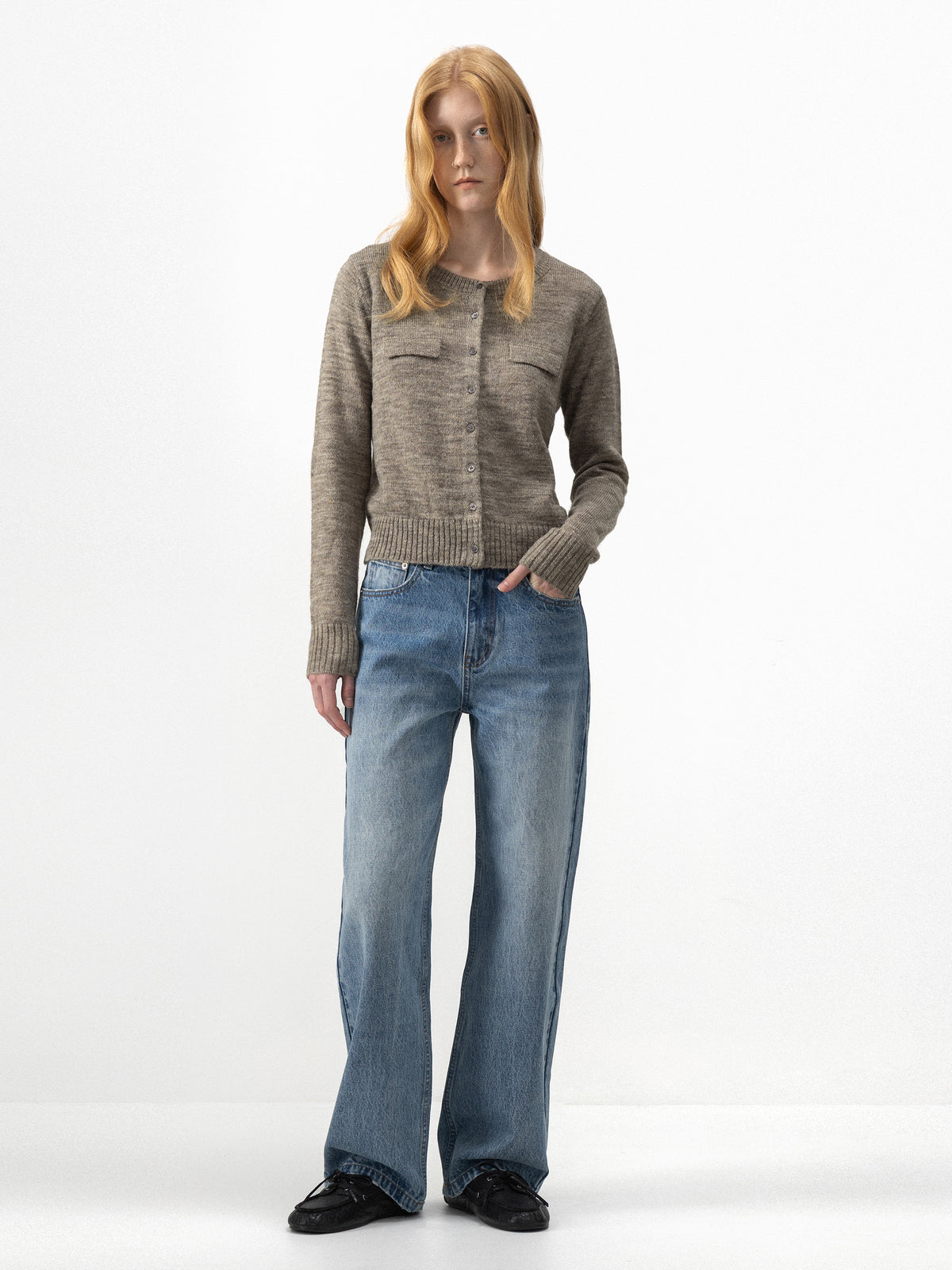 CUBIC Marled Knit Button-Up Cardigan-7