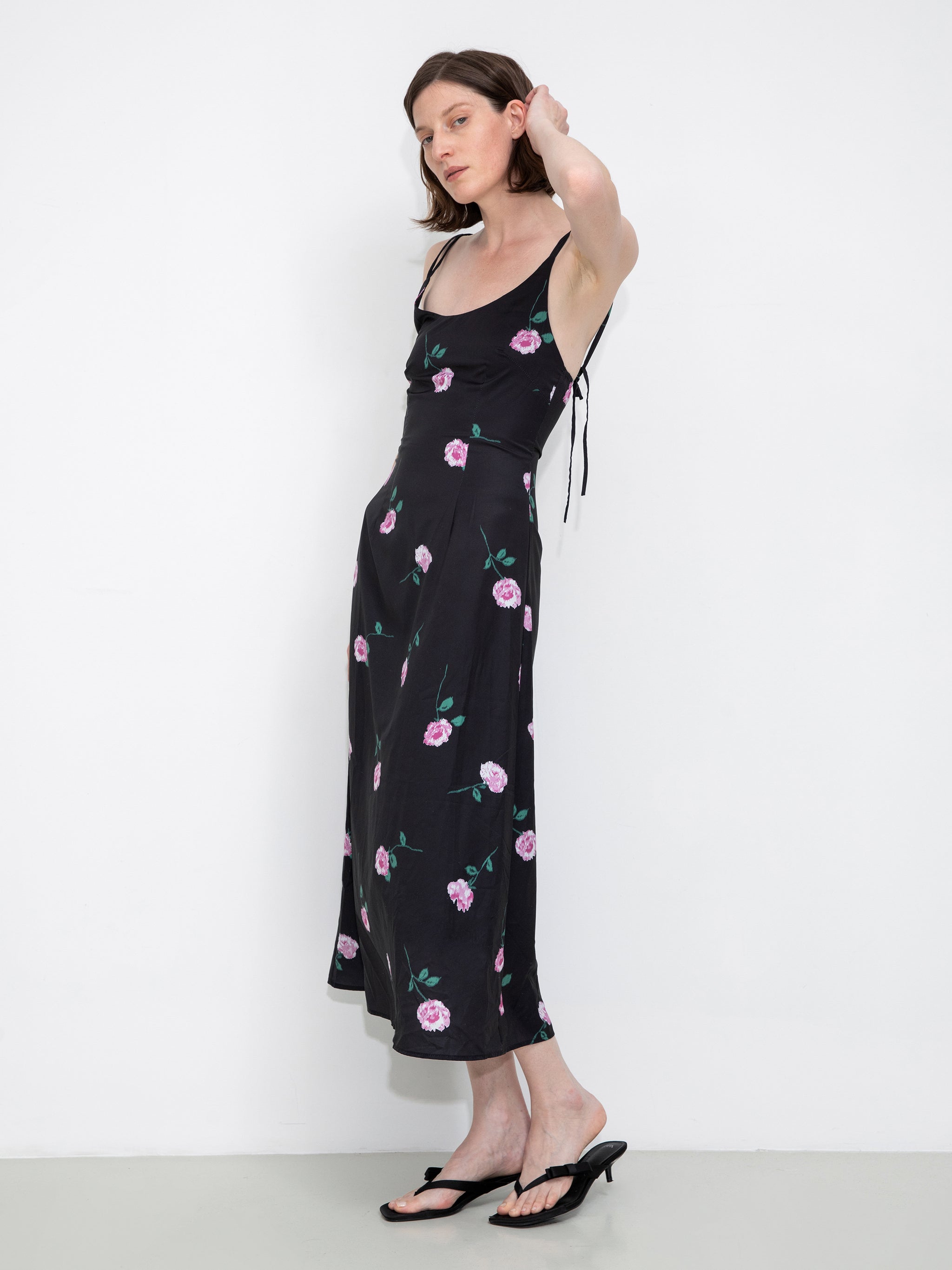 Rose Printed Fitted Sling Dress-6