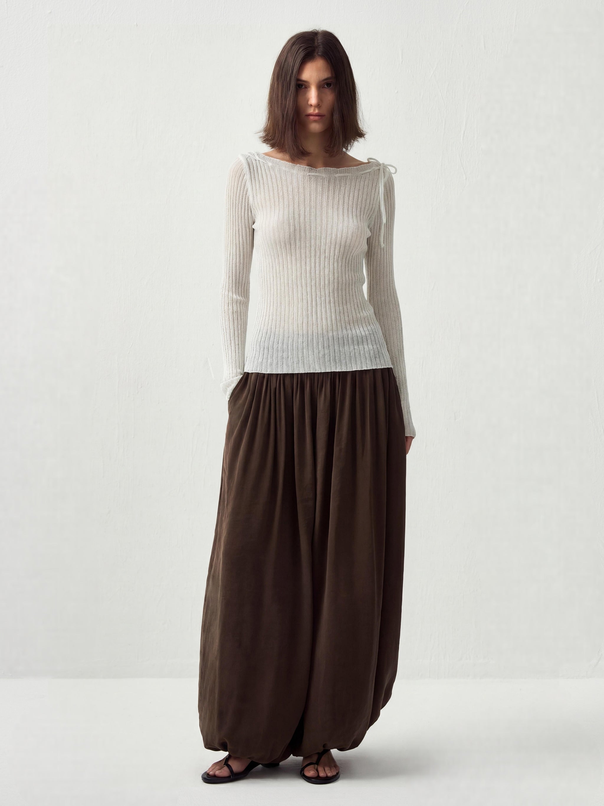CUBIC Drawstring Rib Knit Top-8