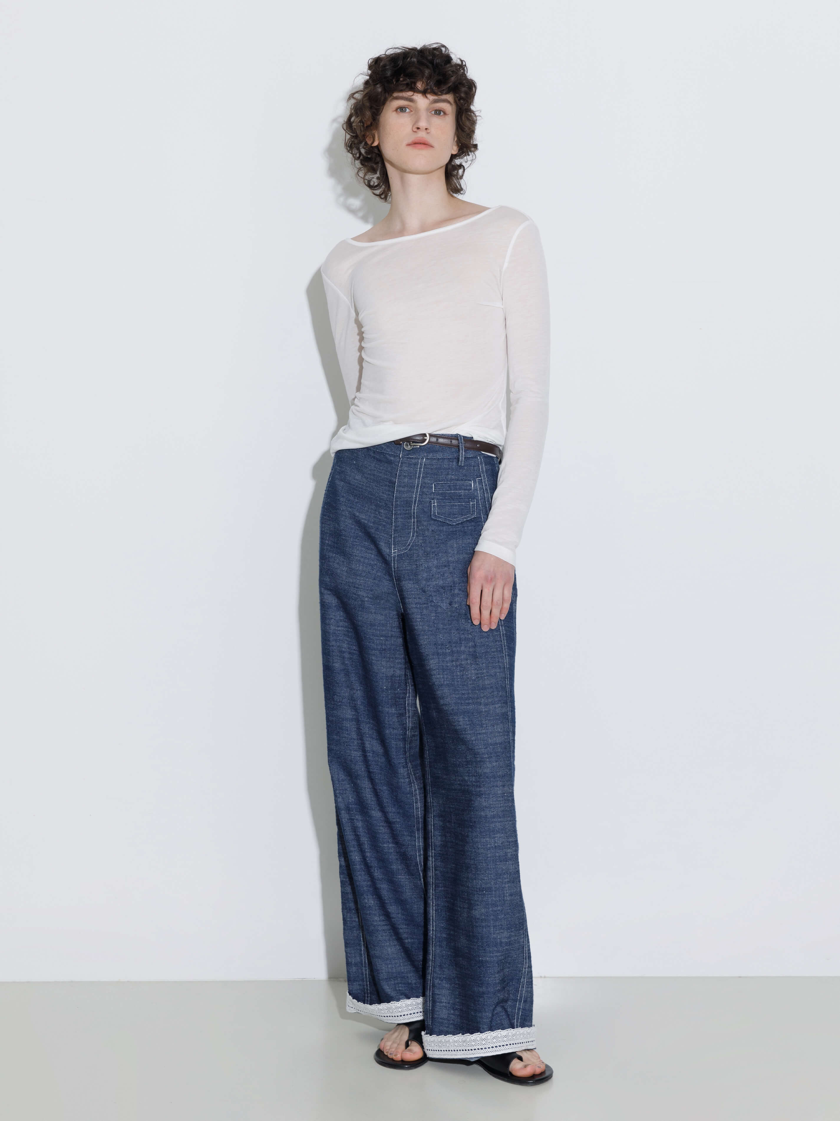 Backless Deep U-Neck Sheer Knit Top-4