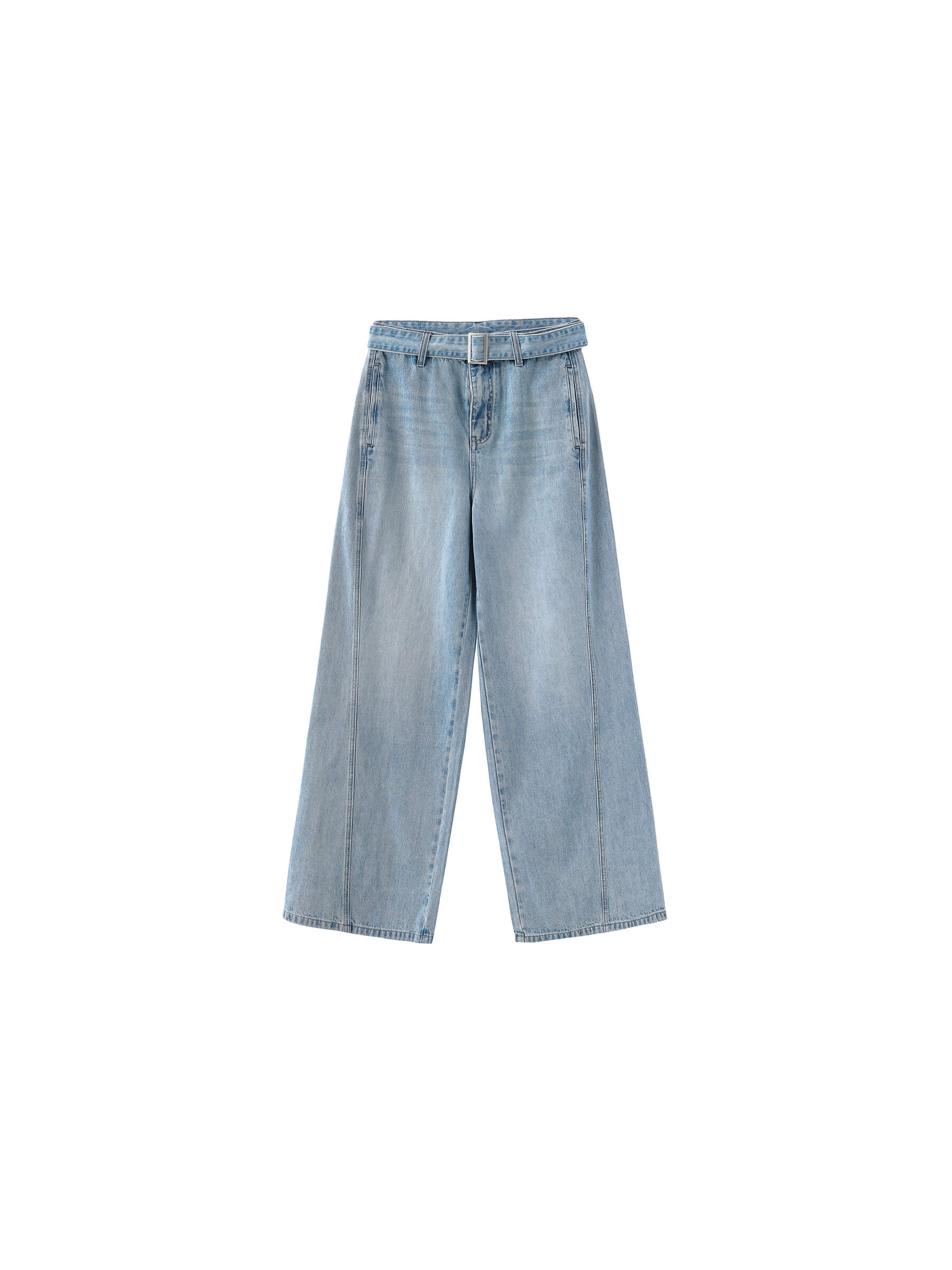 Wide-Leg Straight Jeans with Belt-8