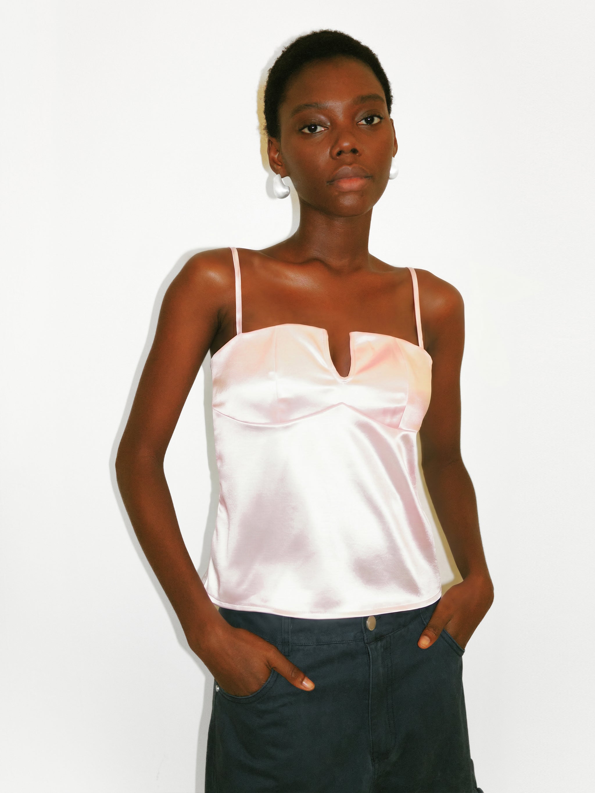 CUBIC Satin Notch Neck Camisole Top-7