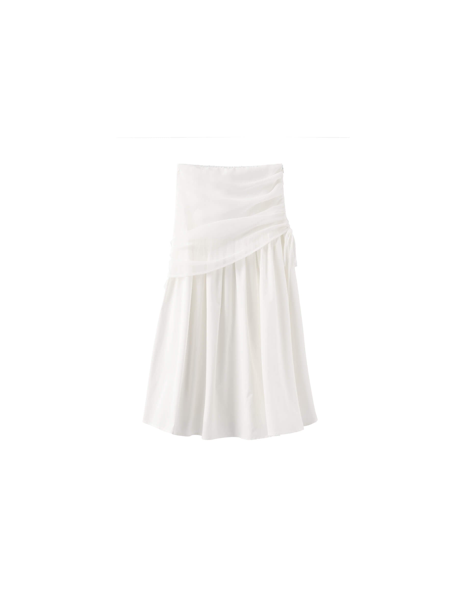 White Adjustable Semi-Bodycon A-Line Midi Skirt-9