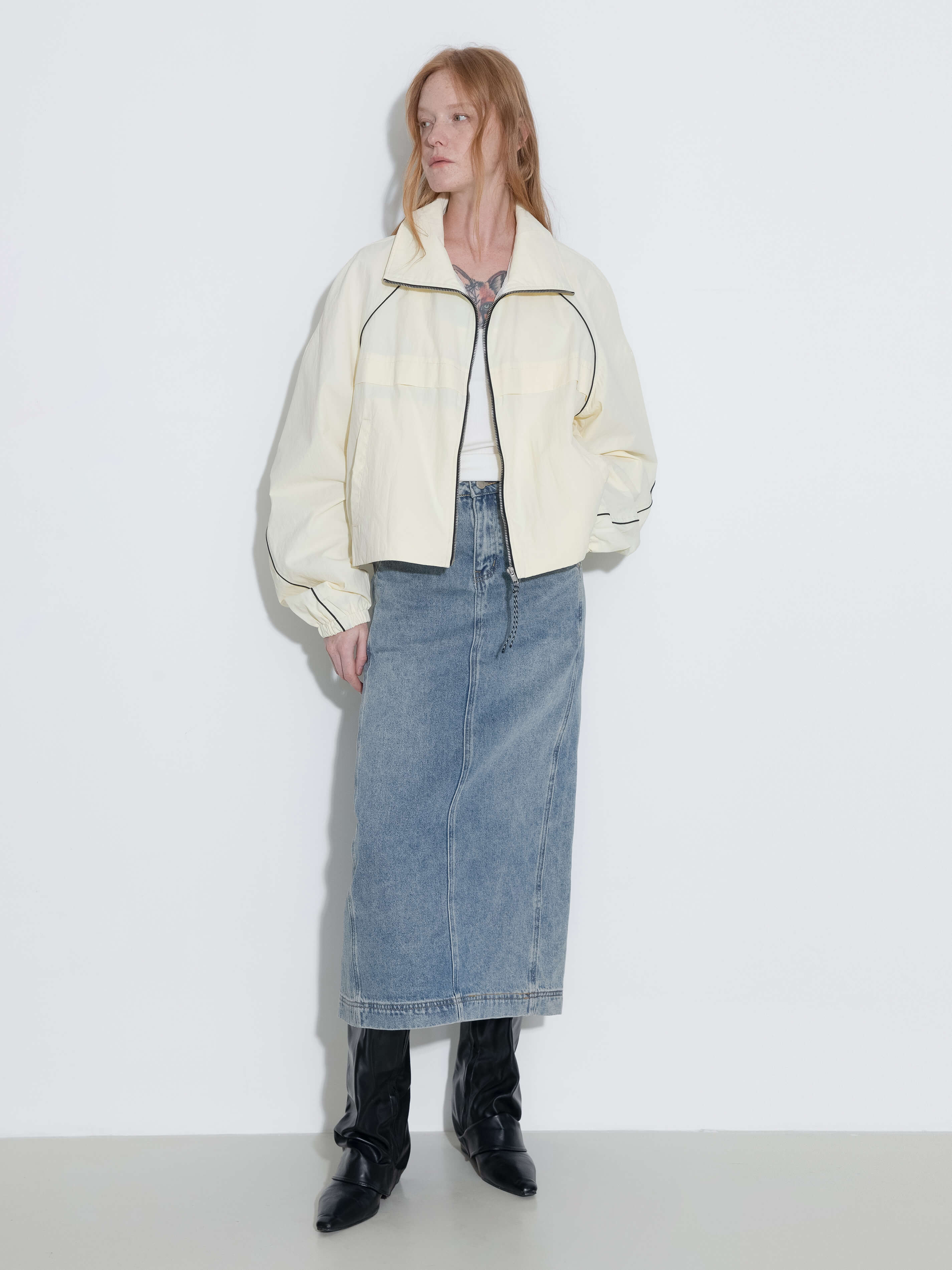 Color-Block Zipper Short Jacket-7
