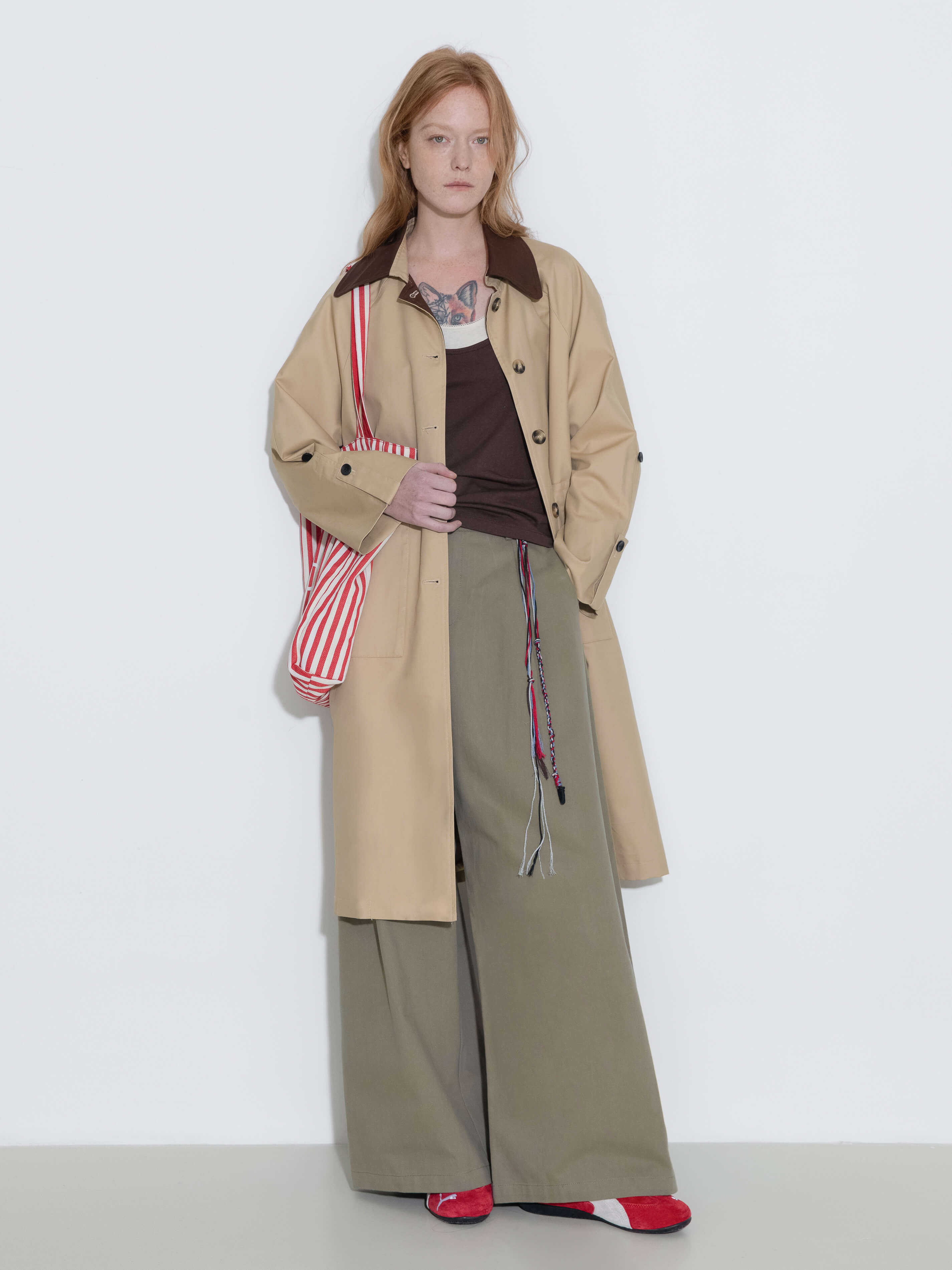 Color-Blocked Collar Long Trench Coat-8