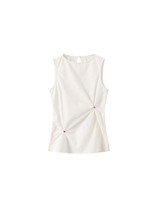 Sleeveless Satin Ruched Tank Top