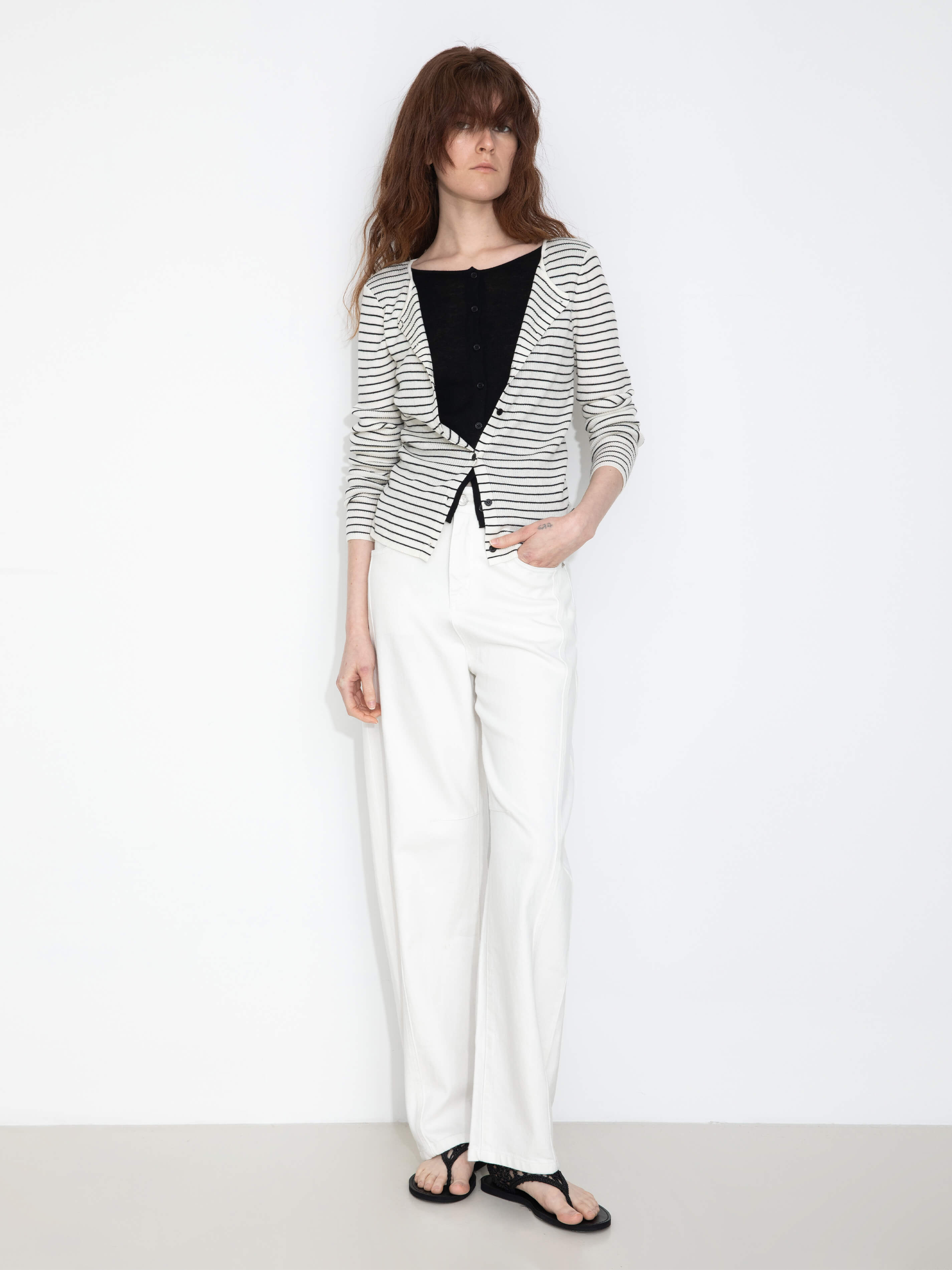 Slim-Fit Long Sleeve Layered Knit Cardigan-7