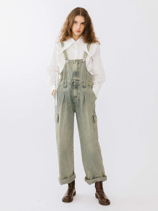 Denim Cargo Overalls