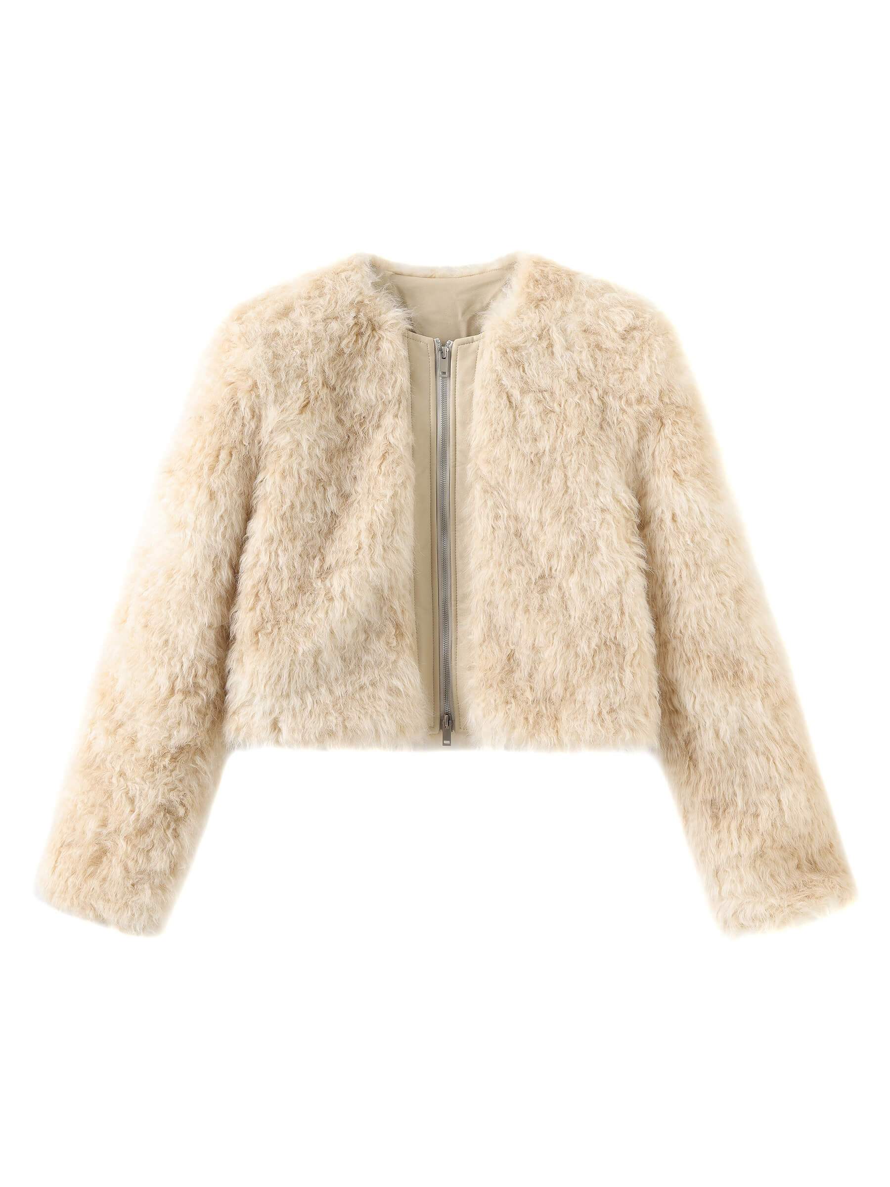Zip Up Cropped Teddy Coat-8