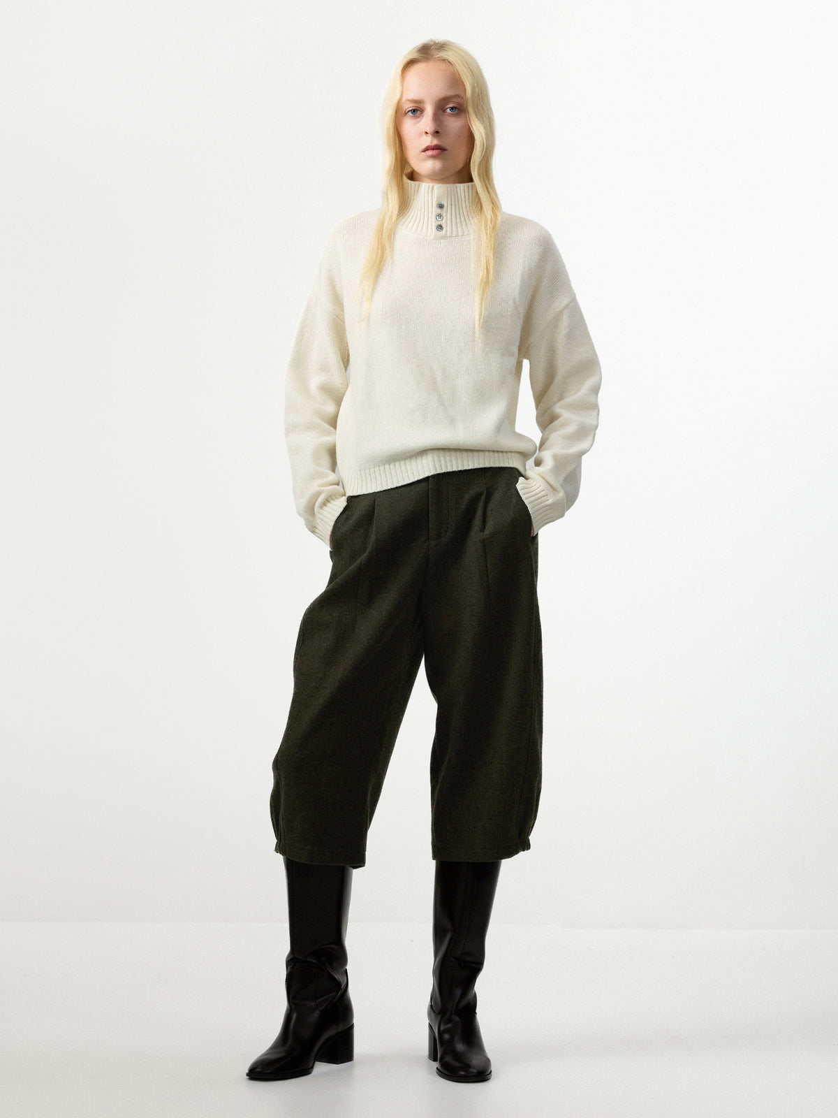CUBIC Pleated Cropped Culotte Pants-7