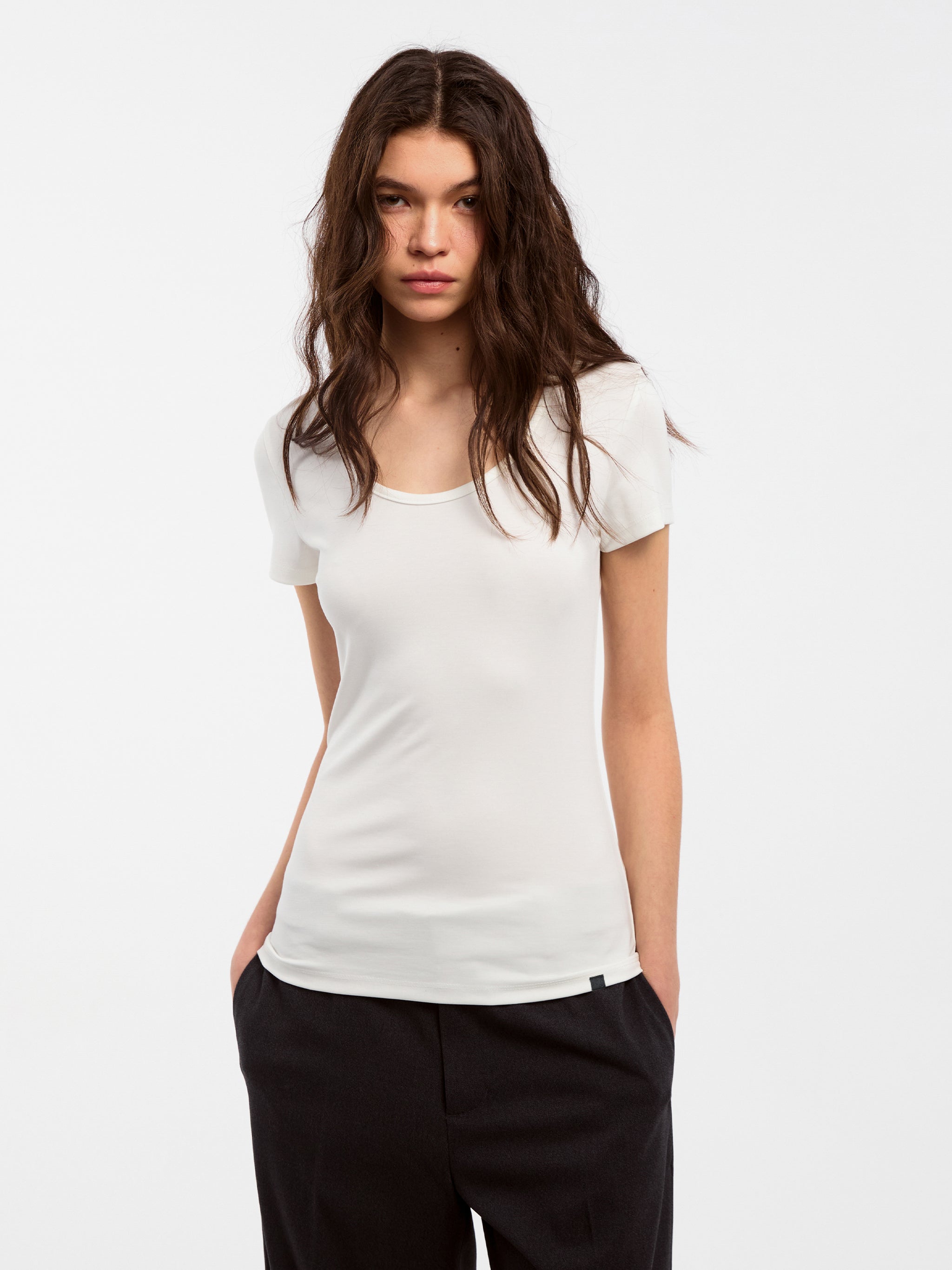 CUBIC Modal Long Slim Fit Crew Neck T-Shirt-7