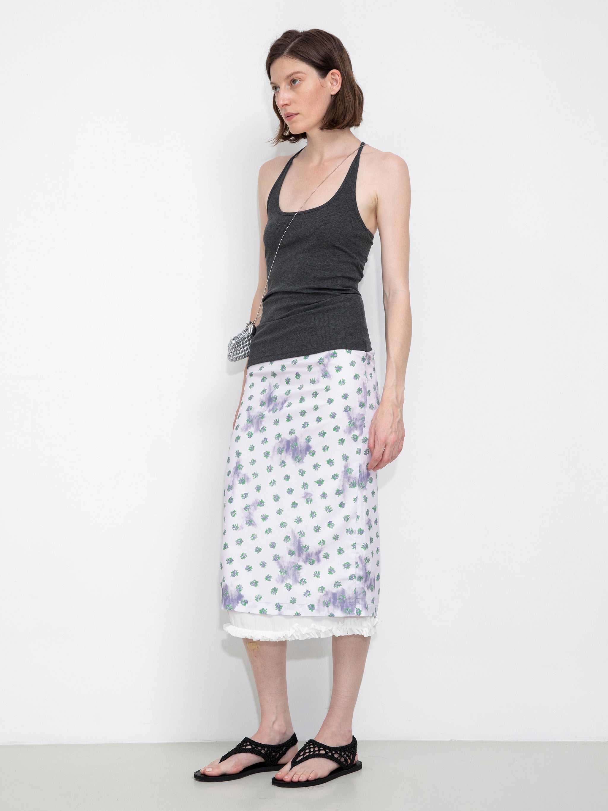 Lace Patchwork Floral Printed Skirt-11