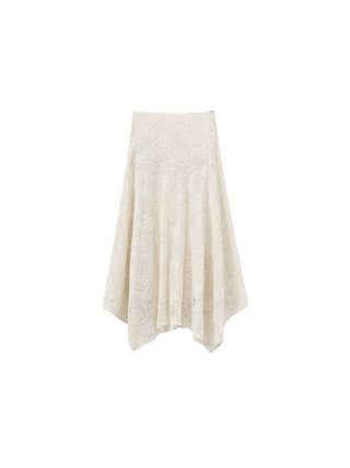 Asymmetrical Lace-Embroidered Skirt