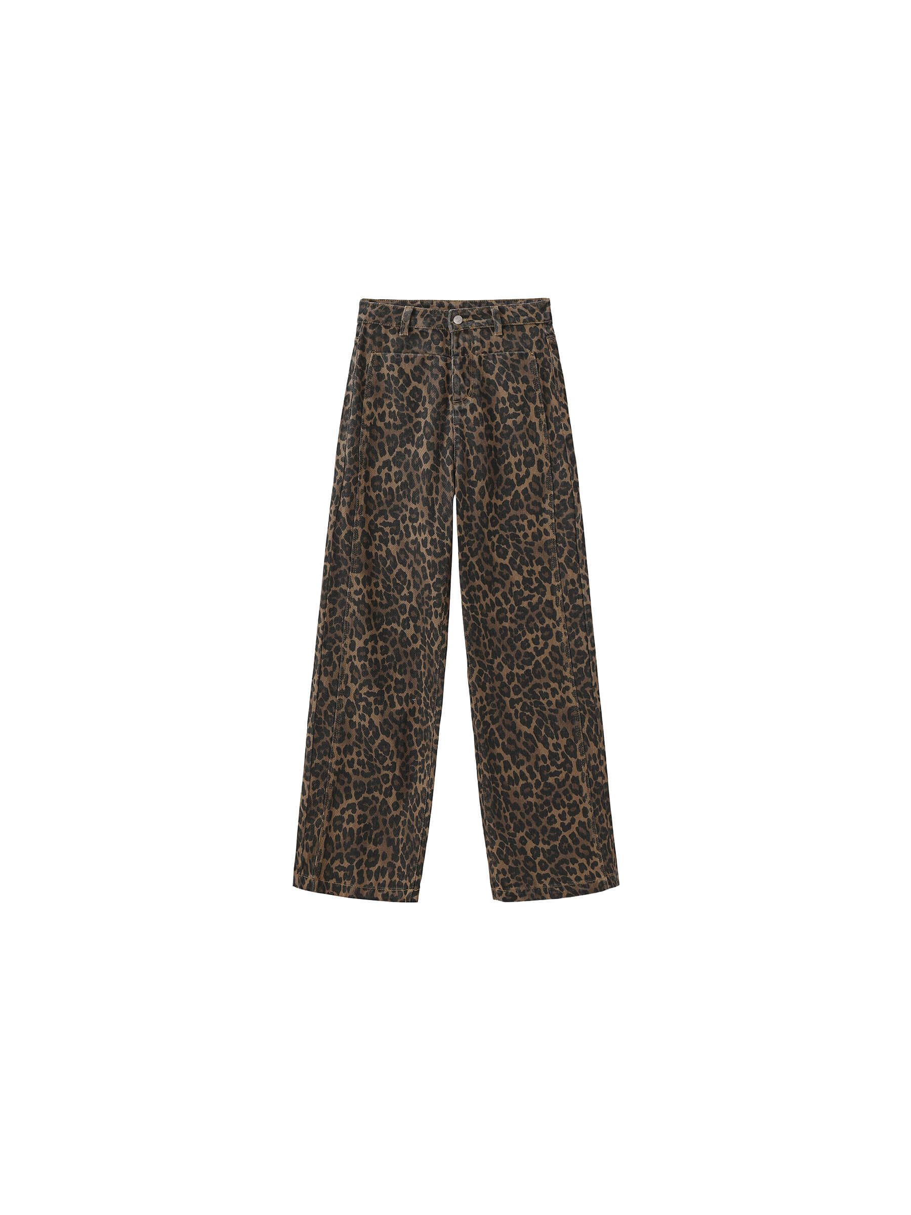 Leopard Wide Leg Denim Jeans-8