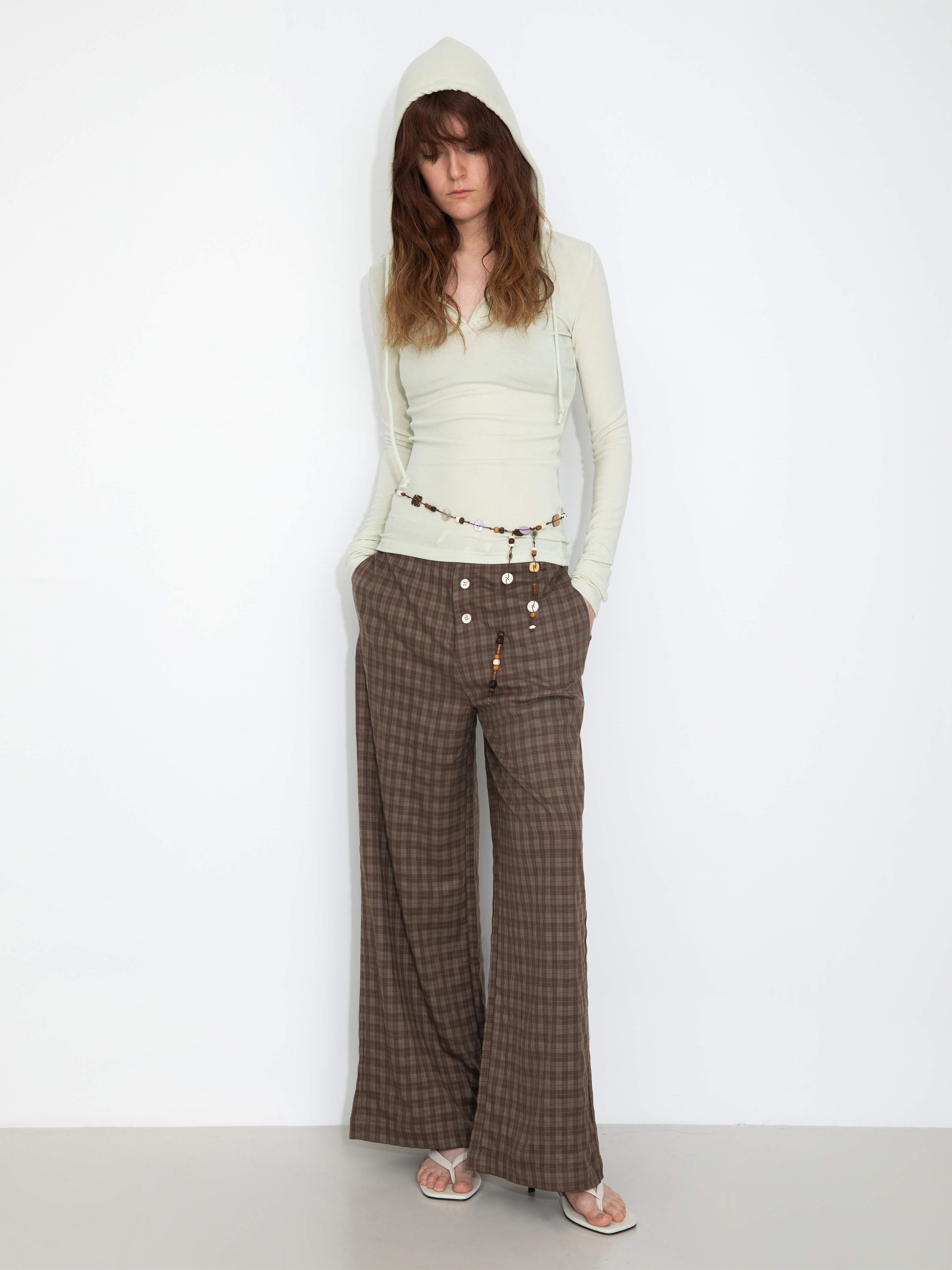 Drawstring Checkered Wide-Leg Casual Pants-8