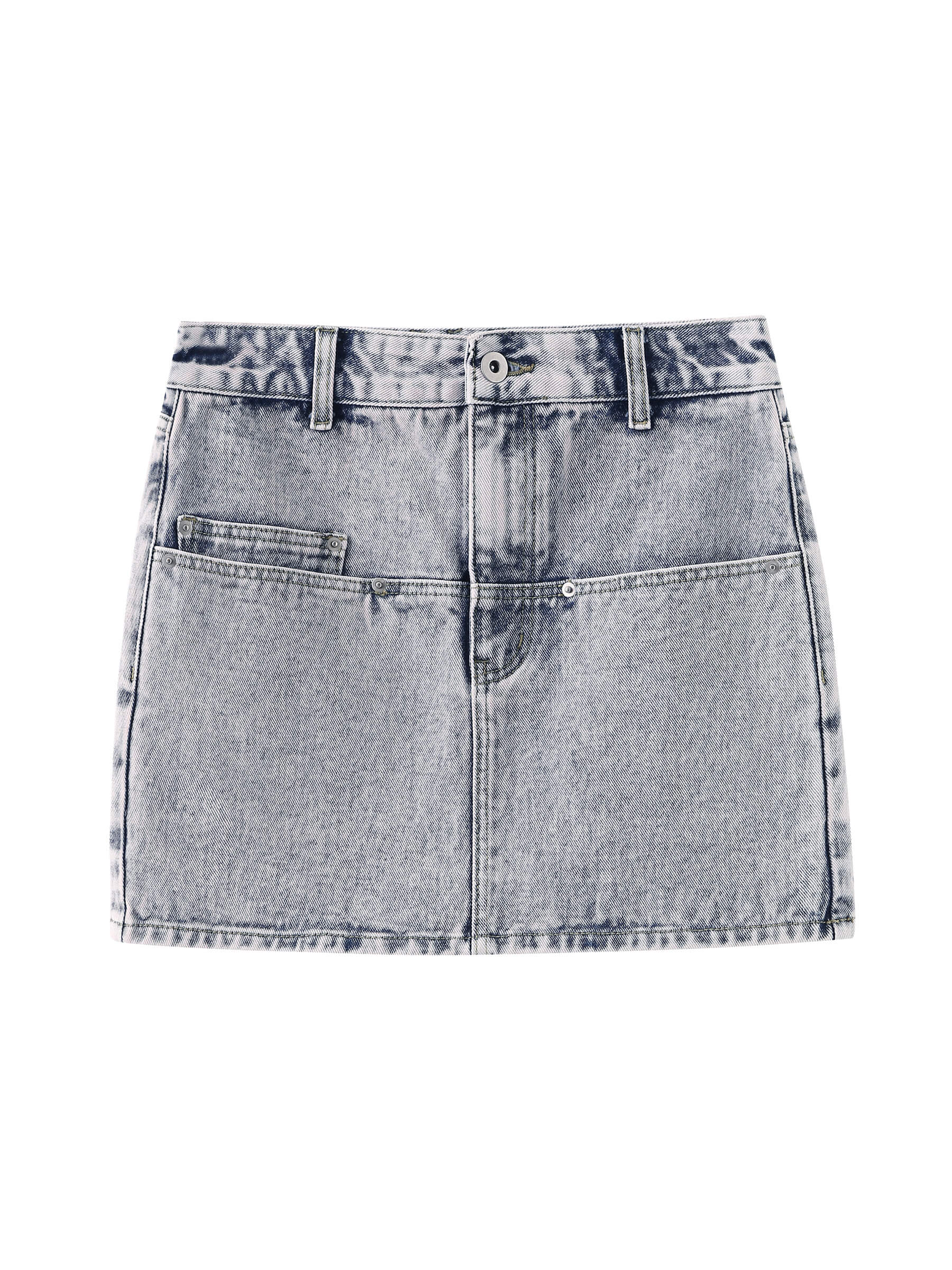 Acid Wash Denim Mini Skirt-7