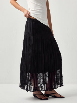 CUBIC Textured A-Line Embroidered Skirt(Pre order: 7 days)