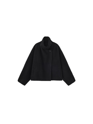 100% Wool Casual Stand-Collar Cropped Jacket
