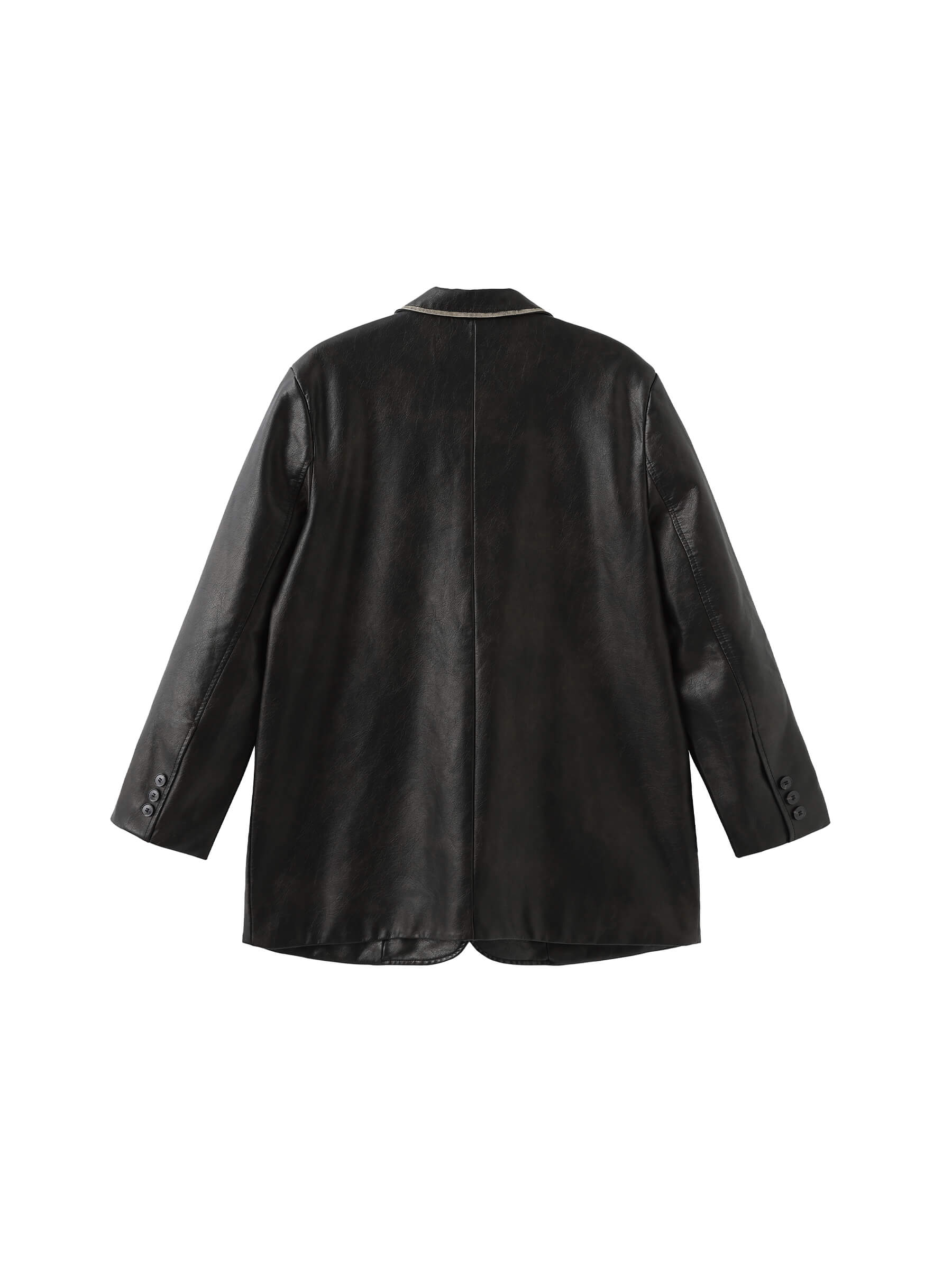 Black Faux Leather Tailored Suit-7