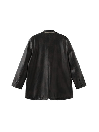 Black Faux Leather Tailored Suit