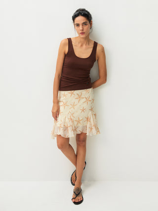 CUBIC Starfish Print Flare Midi Skirt